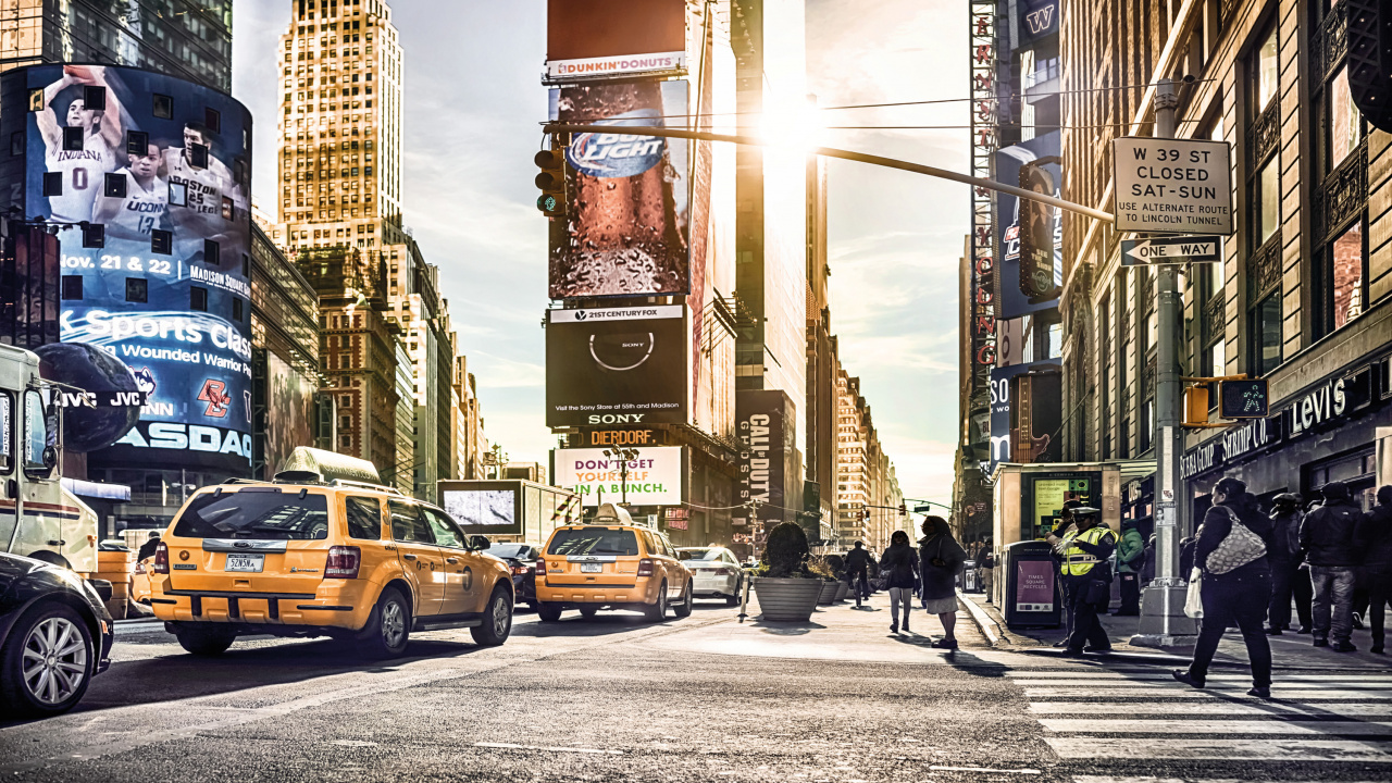 Обои фреска, городской район, улица, город, городок в разрешении 1280x720