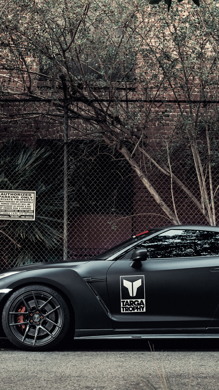 Обои авто, Ниссан, спорткар, Nissan GT-R Black, суперкар в разрешении 750x1334