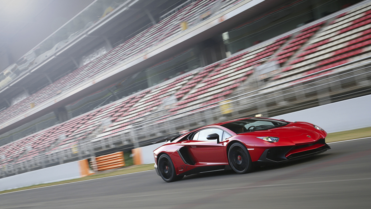 Обои Ламборджини, суперкар, Ламборгини авентадор, ипподром, спортивный гоночный автомобиль в разрешении 1280x720