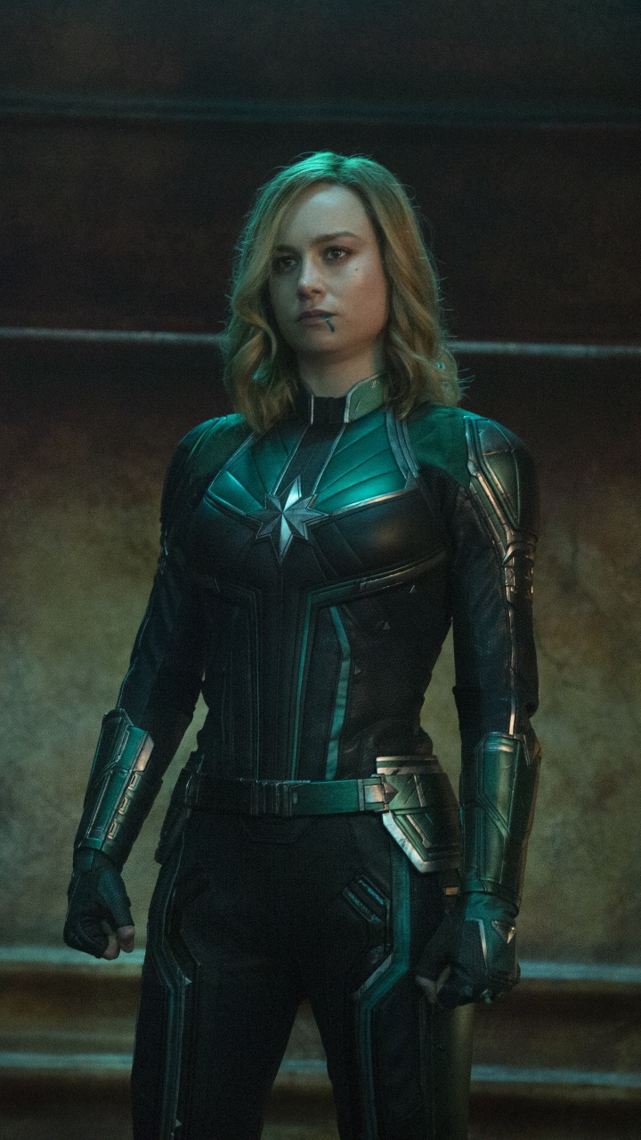 Обои Бри Ларсон, Капитан Марвел, Кэрол Денверс, marvel, супергерой в разрешении 720x1280