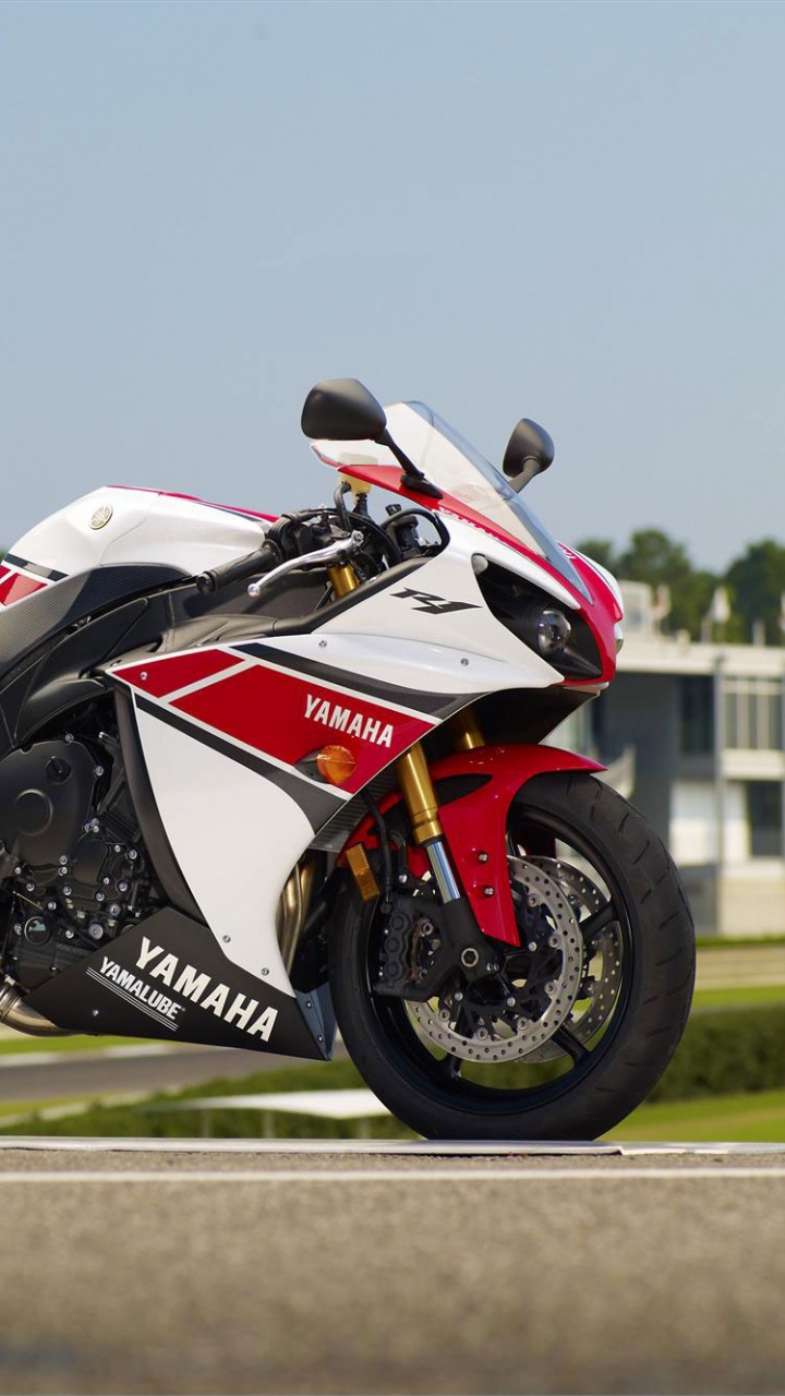 Обои мотоцикл, Ямаха YZF, спортивный мотоцикл, корпорация Yamaha, супербайк в разрешении 720x1280