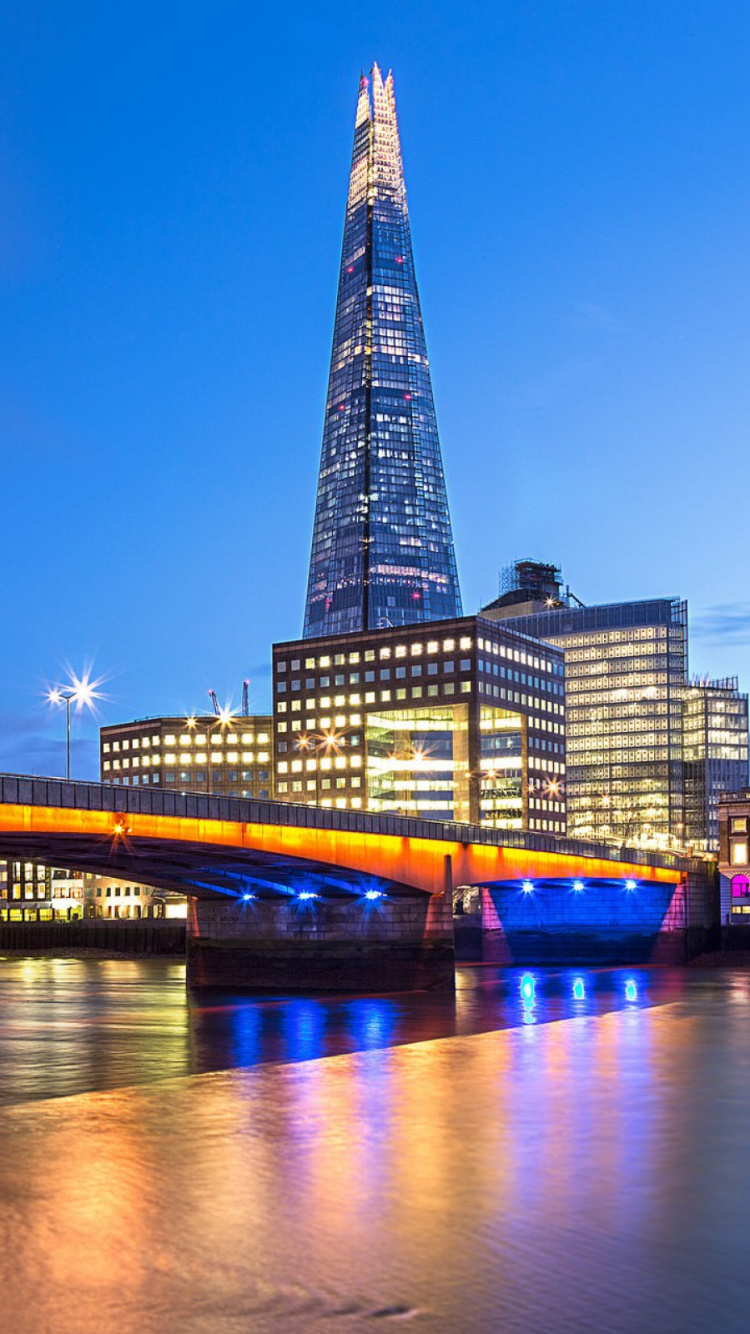 Обои осколок, река темза, ориентир, городской пейзаж, город в разрешении 750x1334