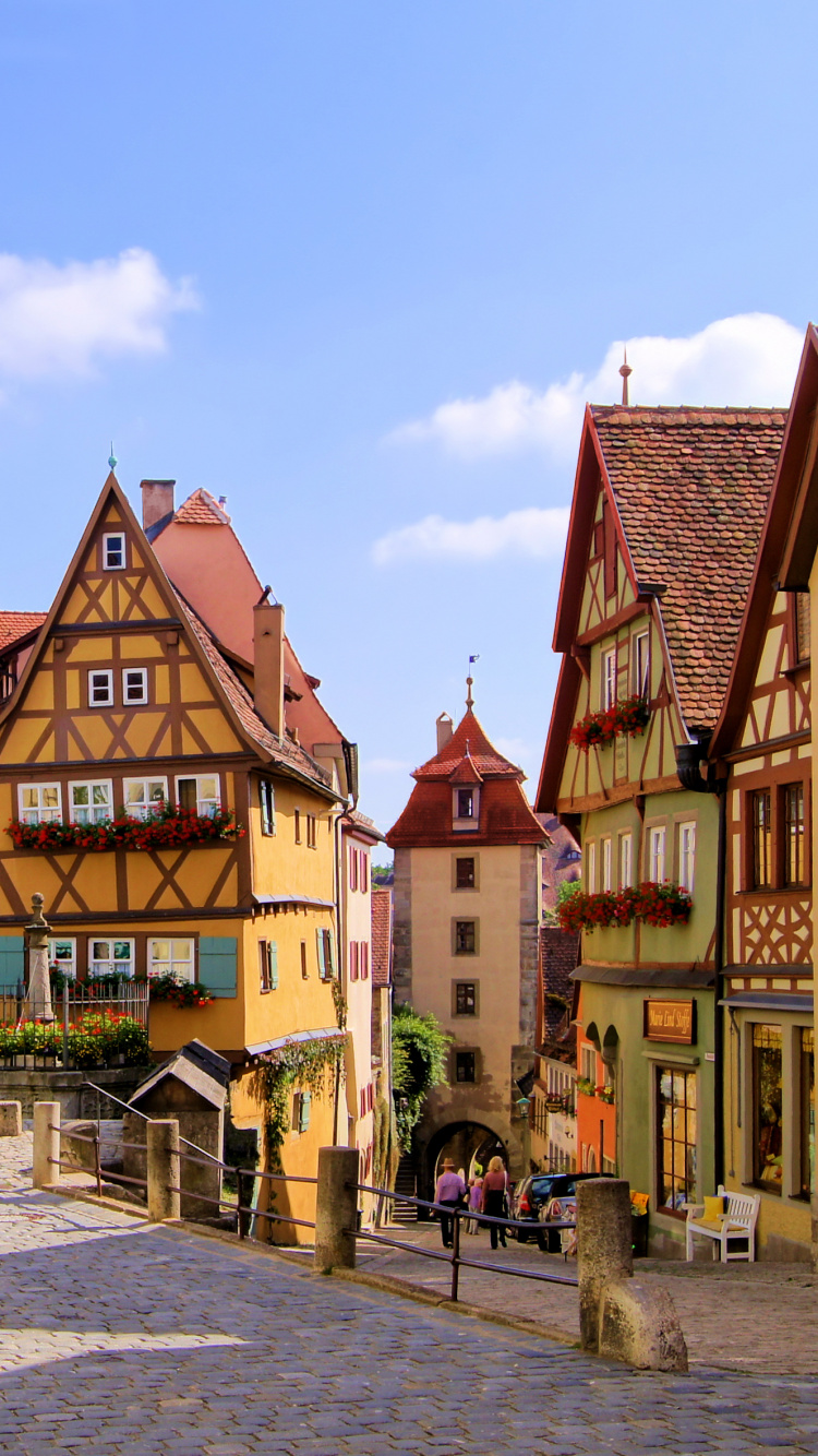 Обои Ротенбург-об-дер-Таубер, Мюнхен, Романтическая Дорога, городок, соседство в разрешении 750x1334