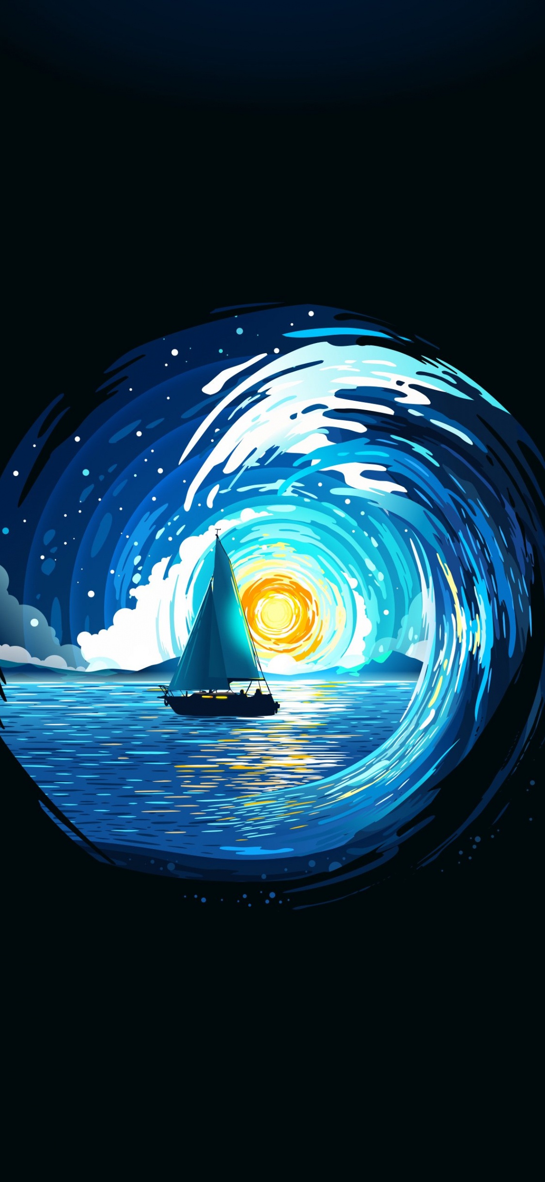 Обои наклейки океана, наклейка, океан, море, вода в разрешении 1125x2436