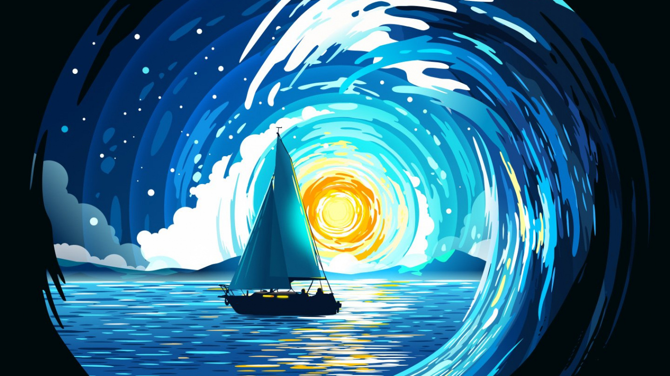 Обои наклейки океана, наклейка, океан, море, вода в разрешении 1366x768