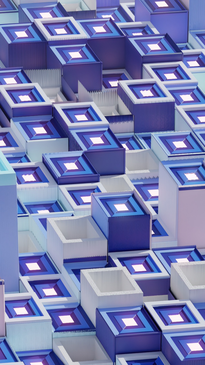 Обои узор, 3d моделирование, синий, свет, пурпур в разрешении 720x1280