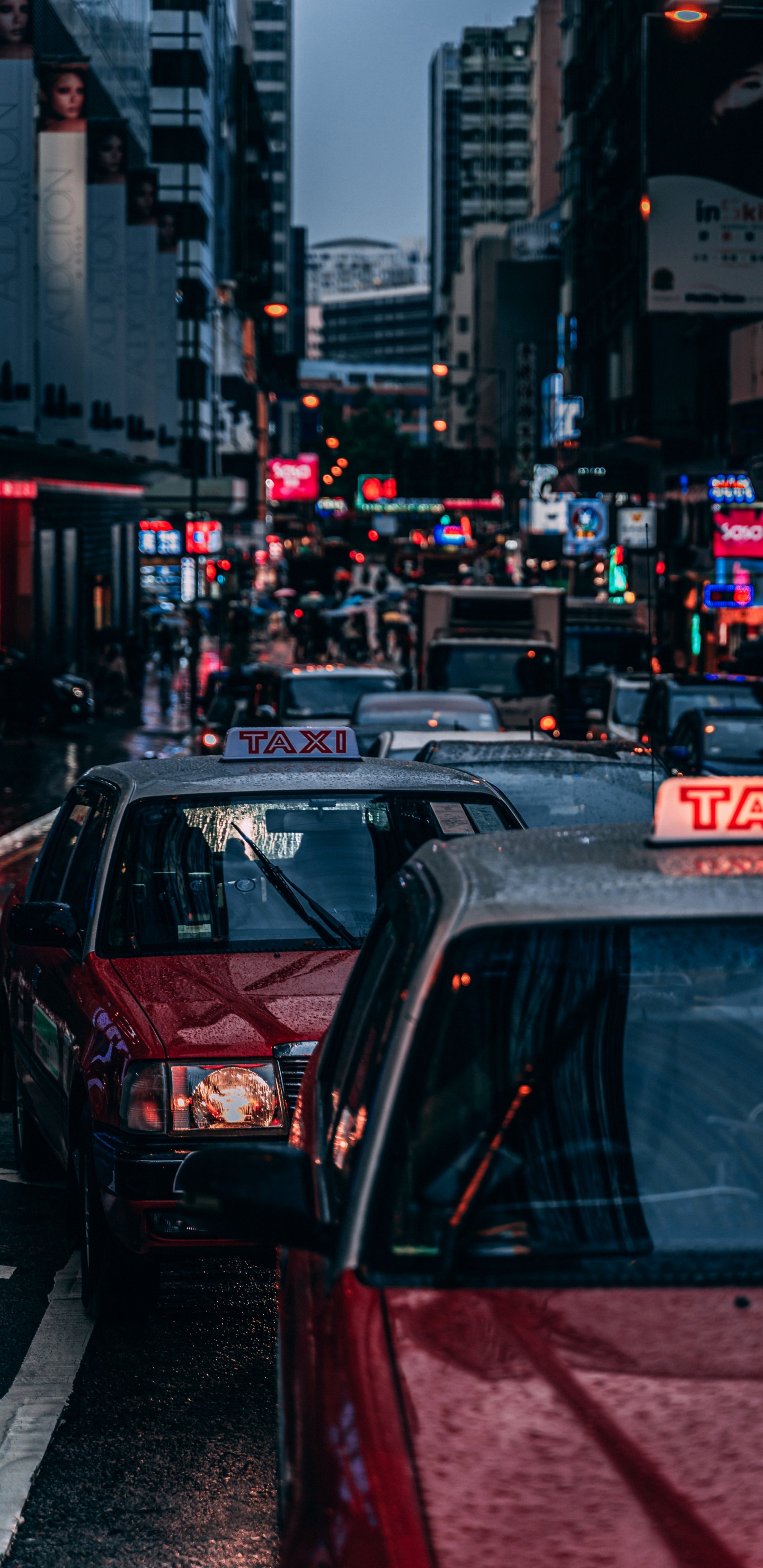 Обои легковые автомобили, автомобильное освещение, капюшон, здание, инфраструктура в разрешении 1440x2960