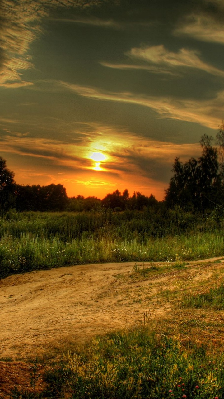 Обои природа, утро, вечер, облако, сельский район в разрешении 720x1280