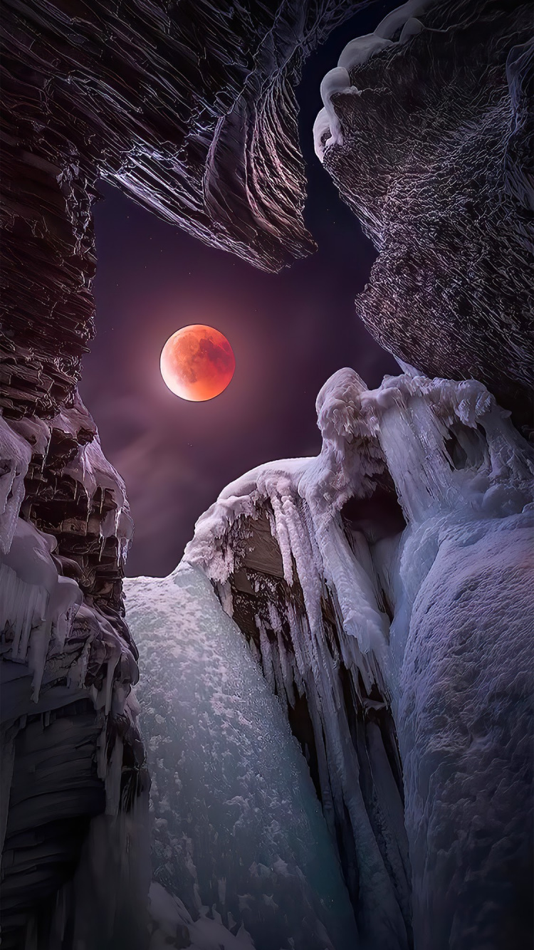 Обои замораживание, атмосфера, мир, луна, природа в разрешении 750x1334