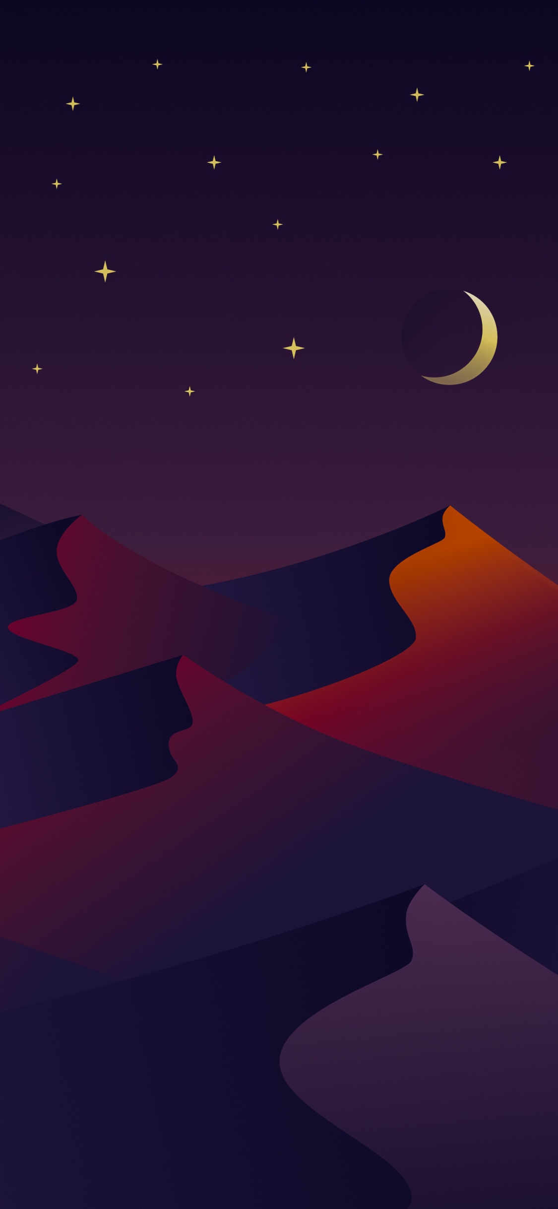 Обои атмосфера, природа, луна, полумесяц, арт в разрешении 1125x2436