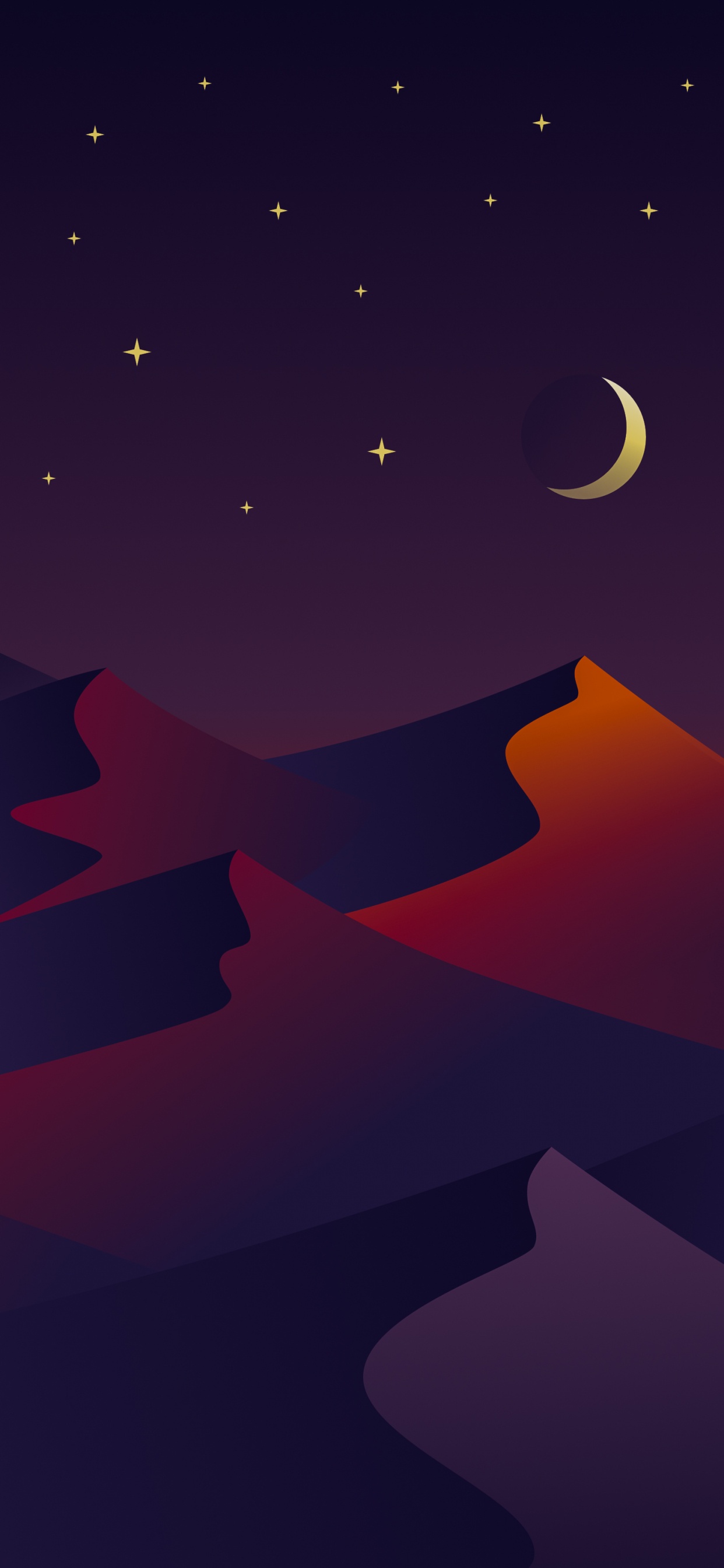 Обои атмосфера, природа, луна, полумесяц, арт в разрешении 1242x2688