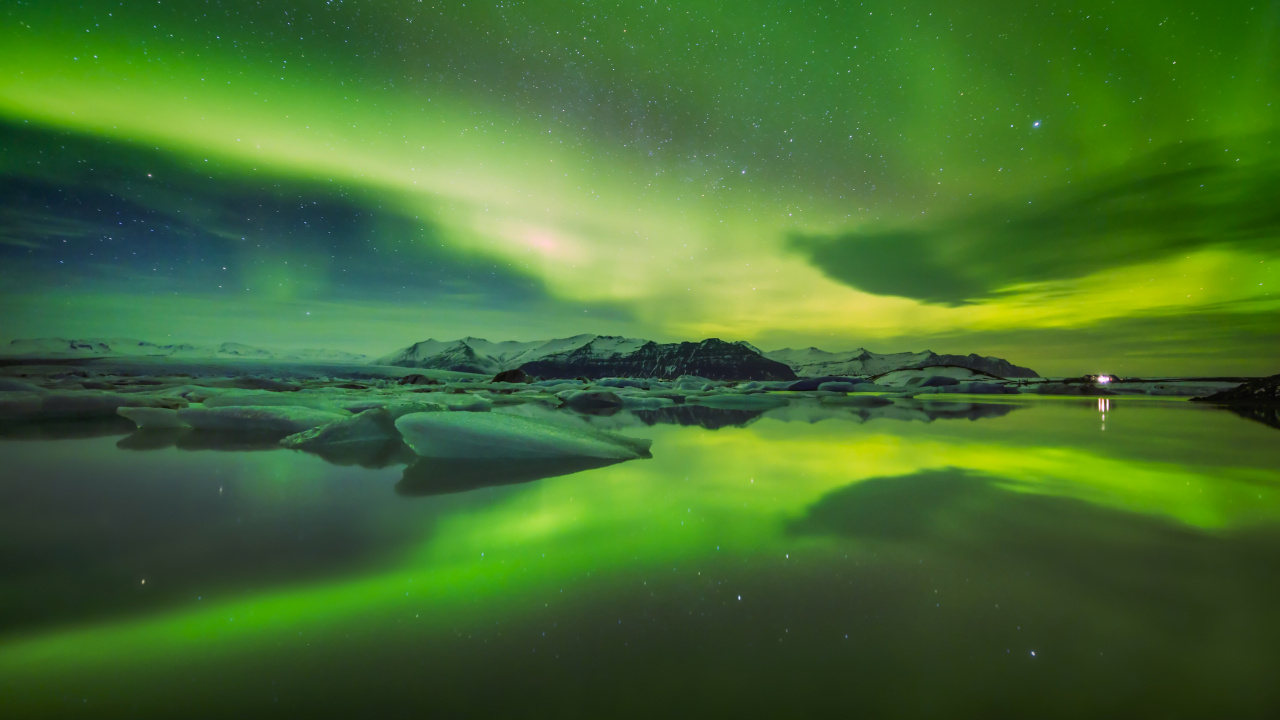 Обои природа, Аврора, зеленый, атмосфера, вода в разрешении 1280x720