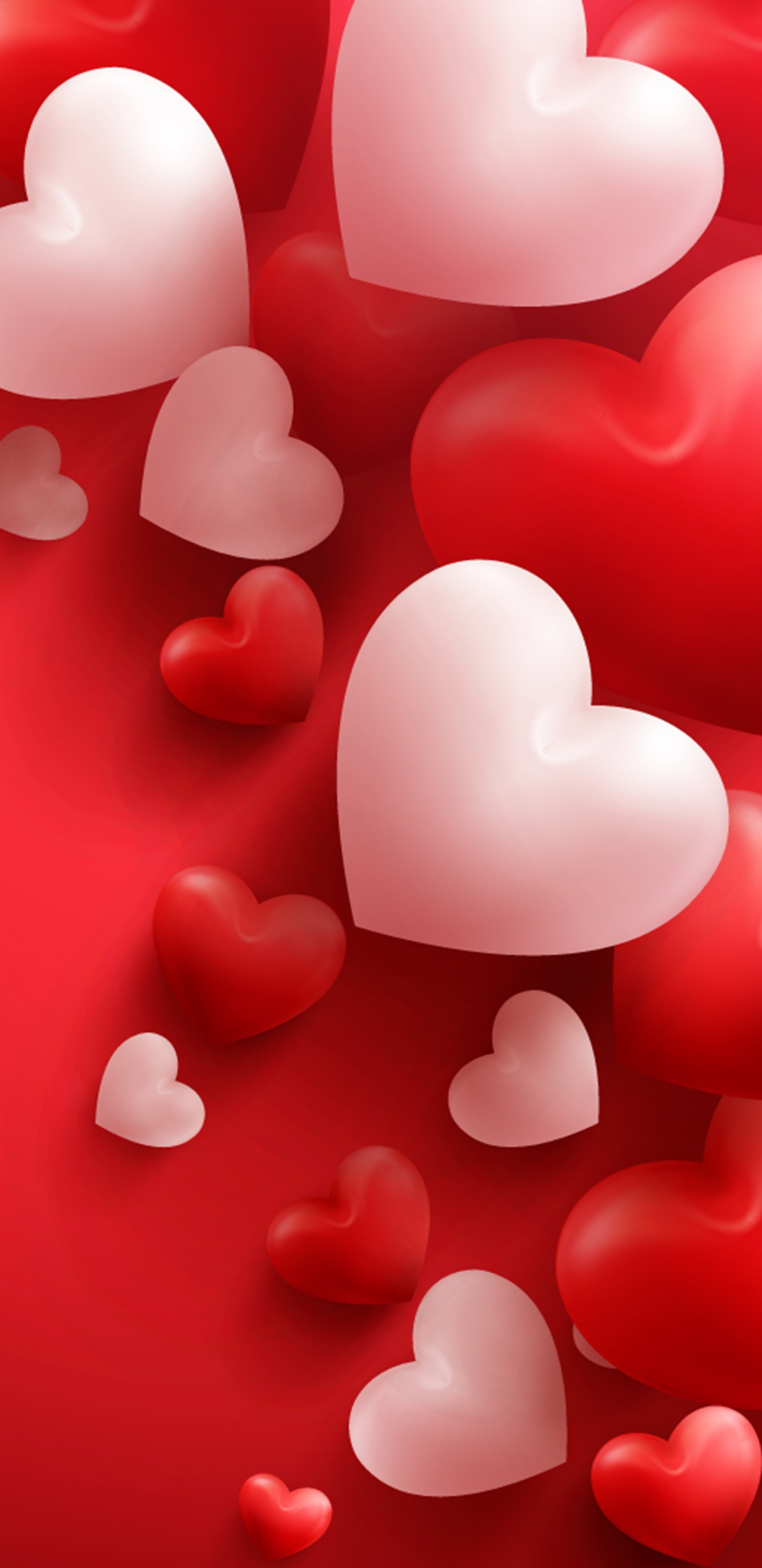 Обои сердце, День Святого Валентина, красный цвет, любовь, иллюстрация в разрешении 1440x2960
