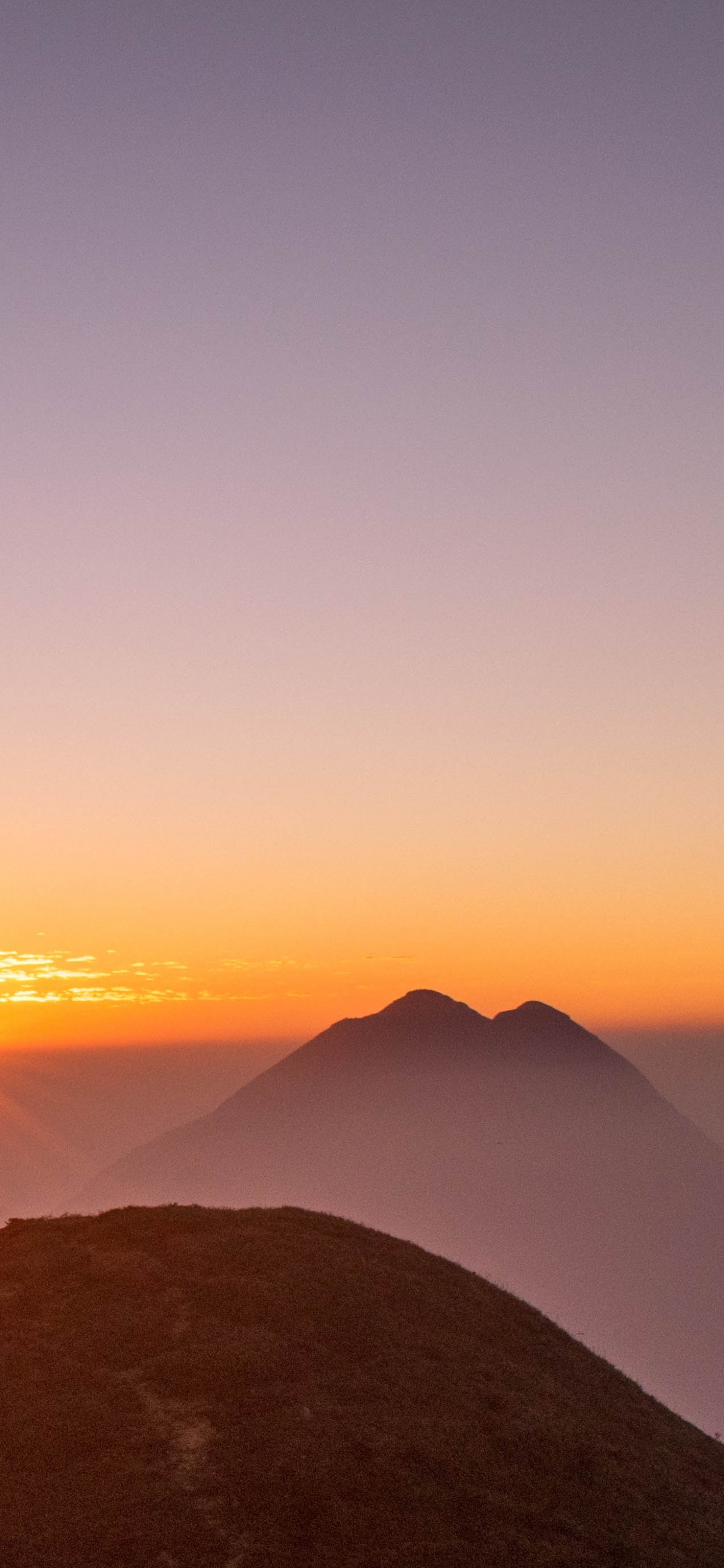 Обои закат, горизонт, восход солнца, утро, гора в разрешении 1242x2688