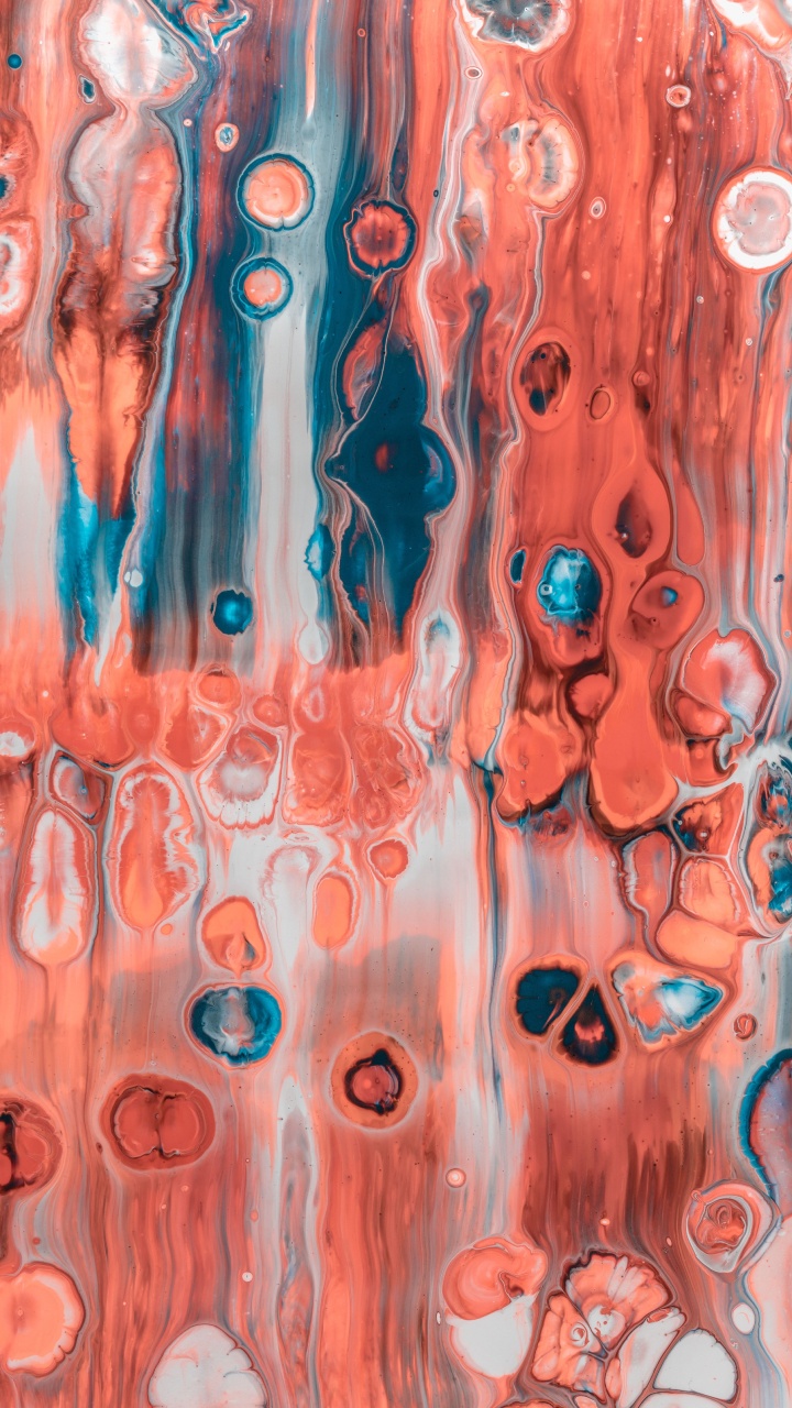 Обои акриловая краска, живопись, арт, синий, Апельсин в разрешении 720x1280