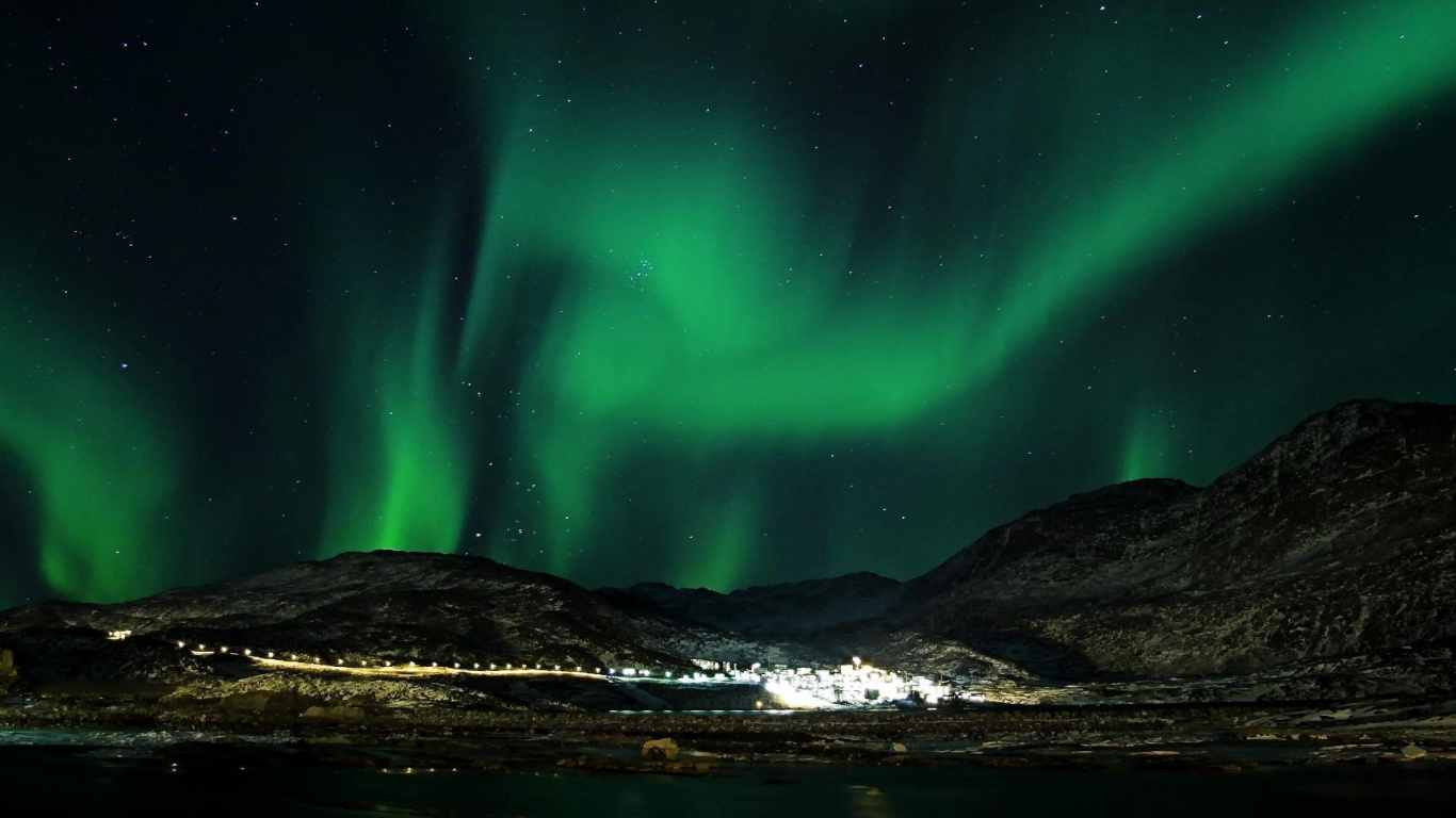 Обои Аврора, природа, зеленый, свет, природный ландшафт в разрешении 1366x768