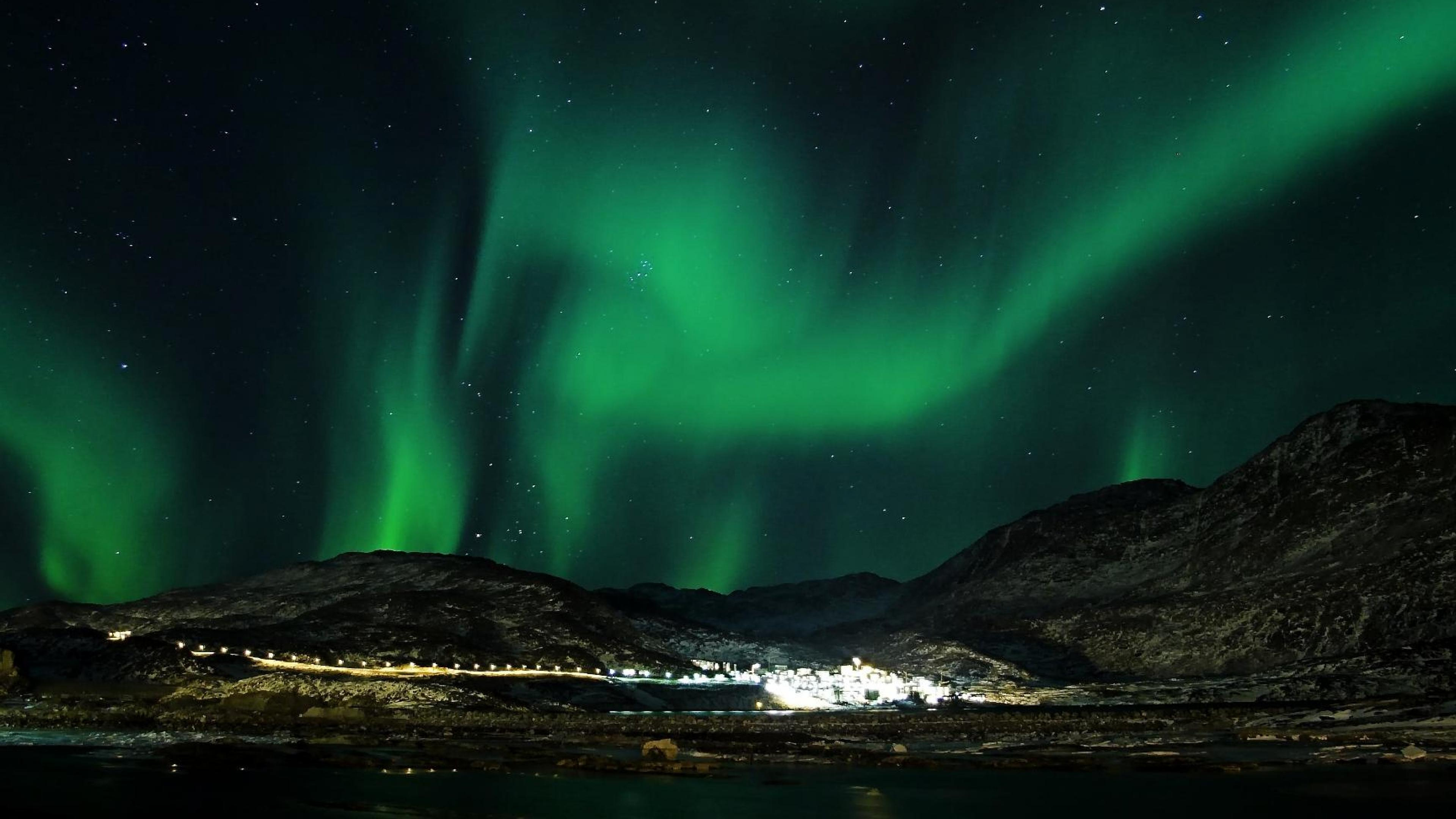 Обои Аврора, природа, зеленый, свет, природный ландшафт в разрешении 3840x2160