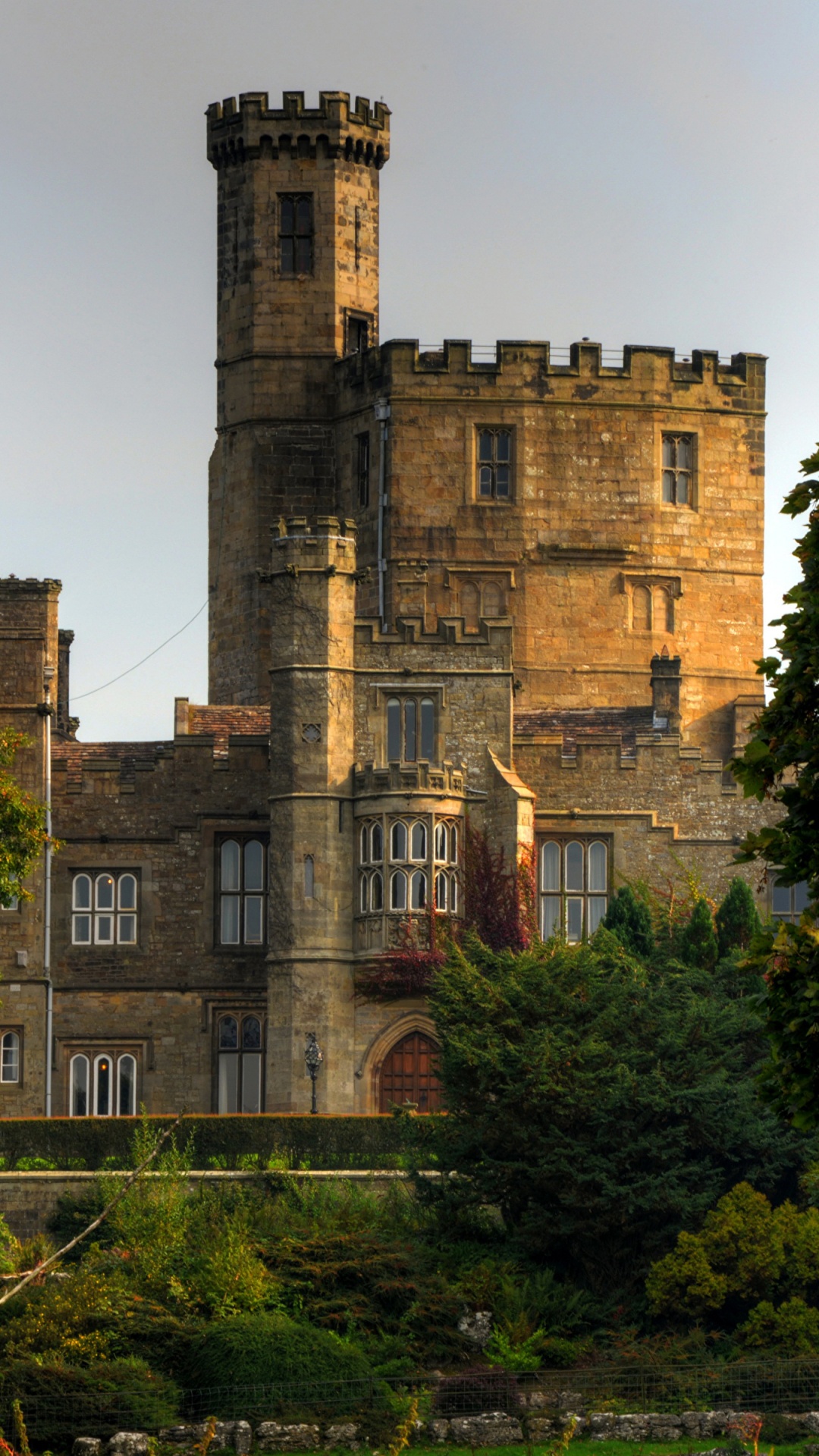 Обои замок, Хорнби Замок, природный ландшафт, здание, средневековая архитектура в разрешении 1080x1920