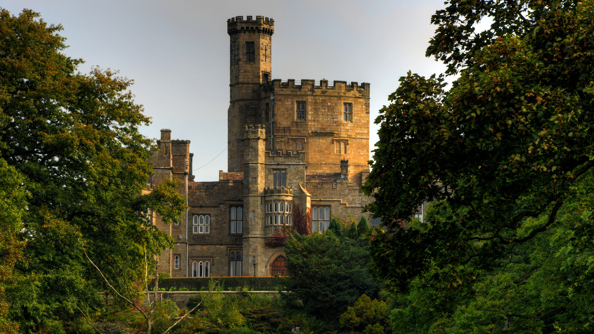 Обои замок, Хорнби Замок, природный ландшафт, здание, средневековая архитектура в разрешении 1920x1080