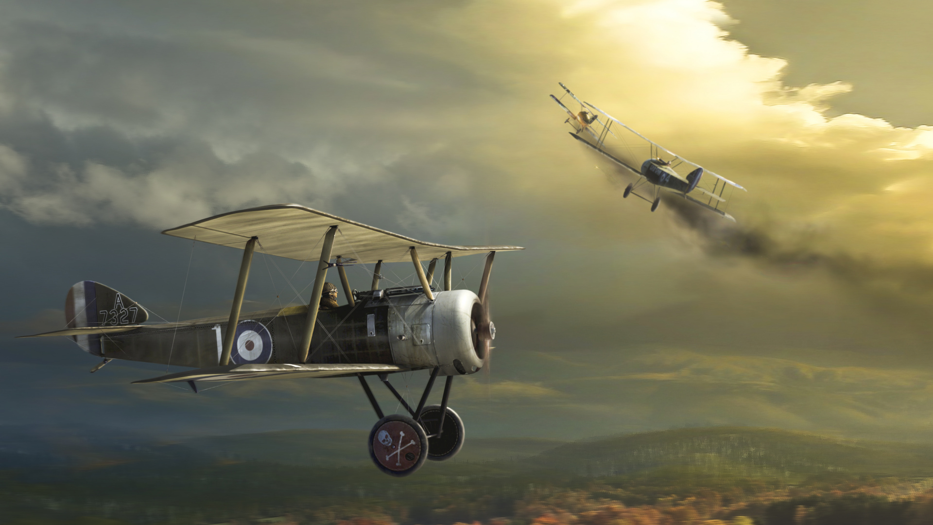 Обои самолет, самолеты, авиация, биплан, полет в разрешении 1920x1080