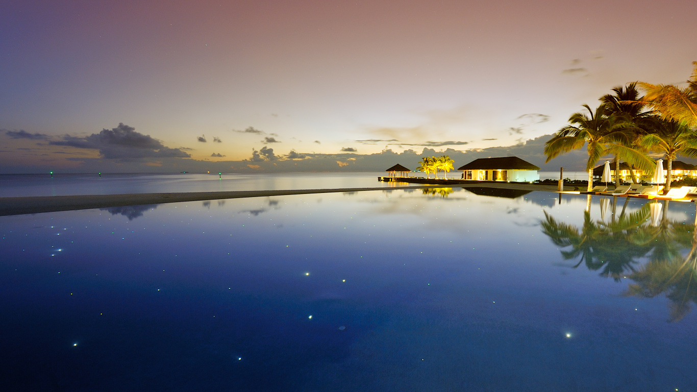 Обои пляж, прибежище, природа, отражение, вода в разрешении 1366x768