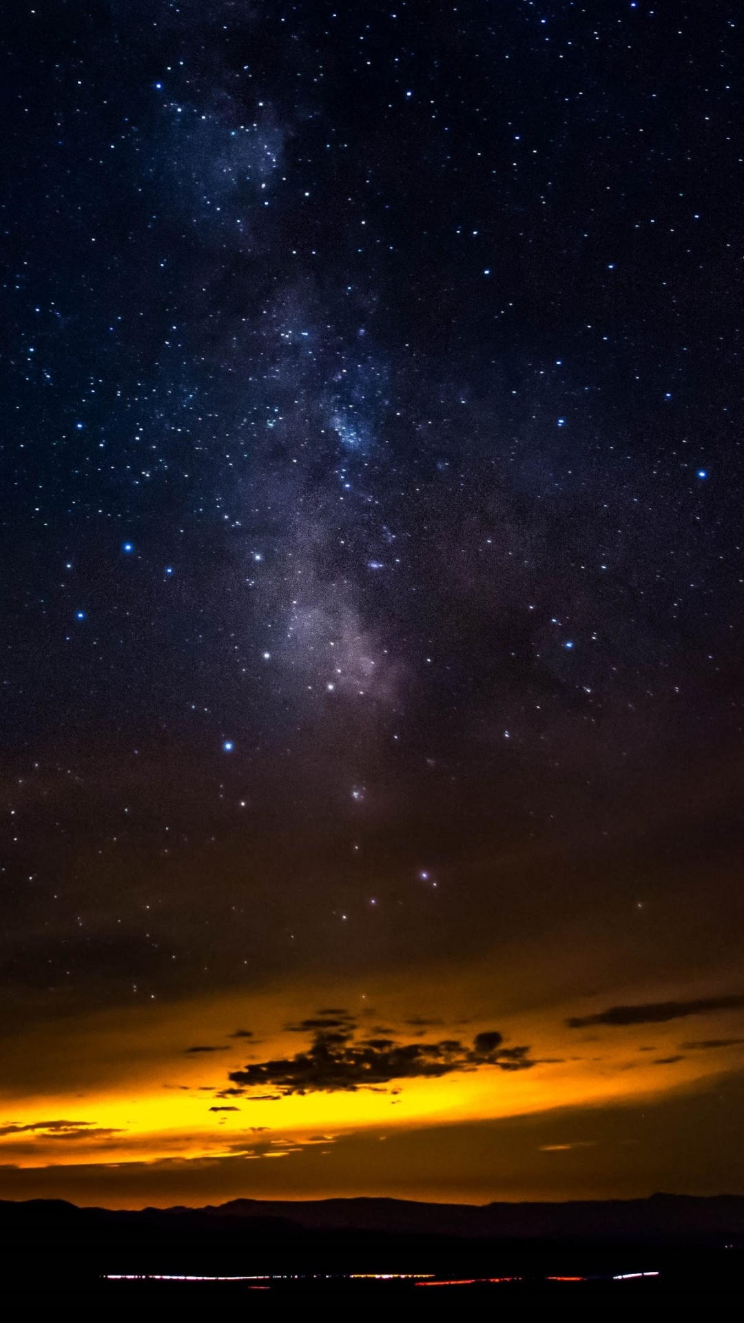 Обои горизонт, ночь, атмосфера, звезда, астрономический объект в разрешении 1080x1920