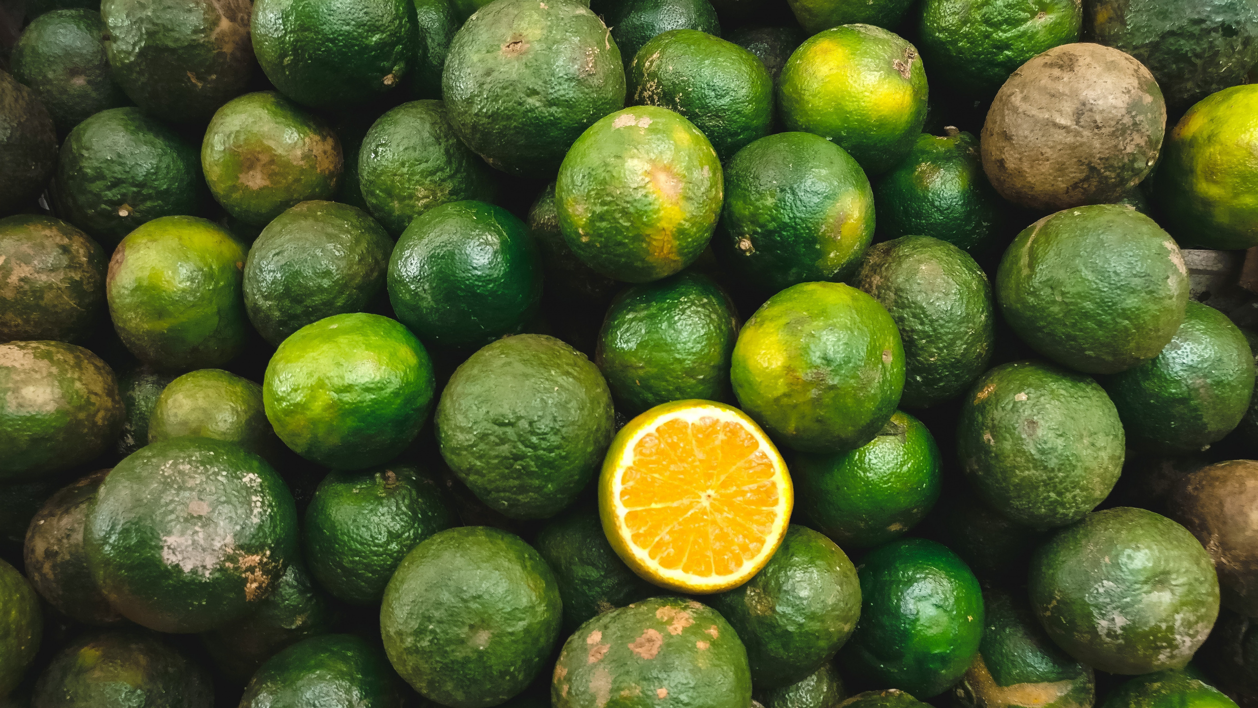 Обои лимон, Апельсин, известь, фрукты, лайм в разрешении 2560x1440