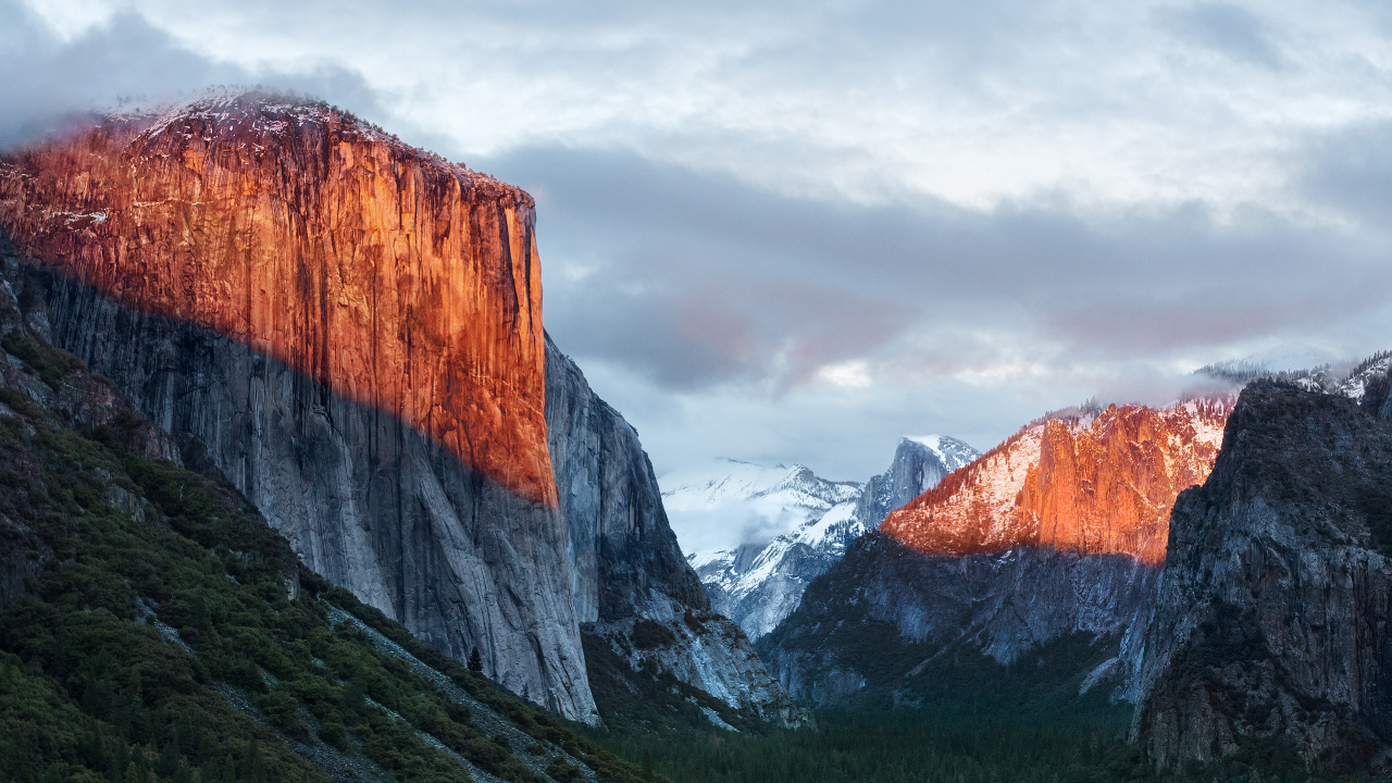 Обои OS X El Capitan, Операционная система, горный рельеф, гора, природный ландшафт в разрешении 1280x720