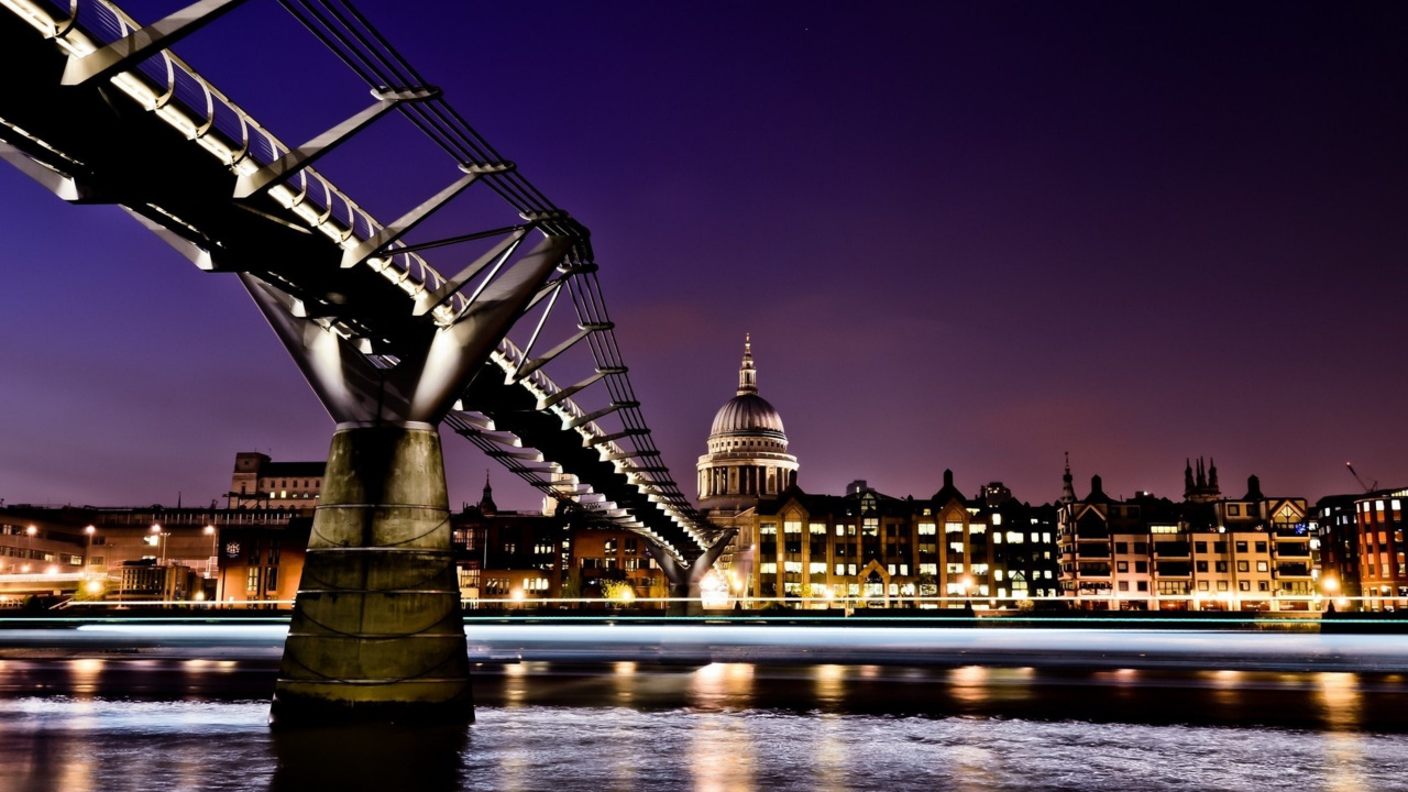 Обои мост тысячелетия, Собор Святого Павла, Мост Тысячелетия В Гейтсхеде, река темза, мост в разрешении 1280x720