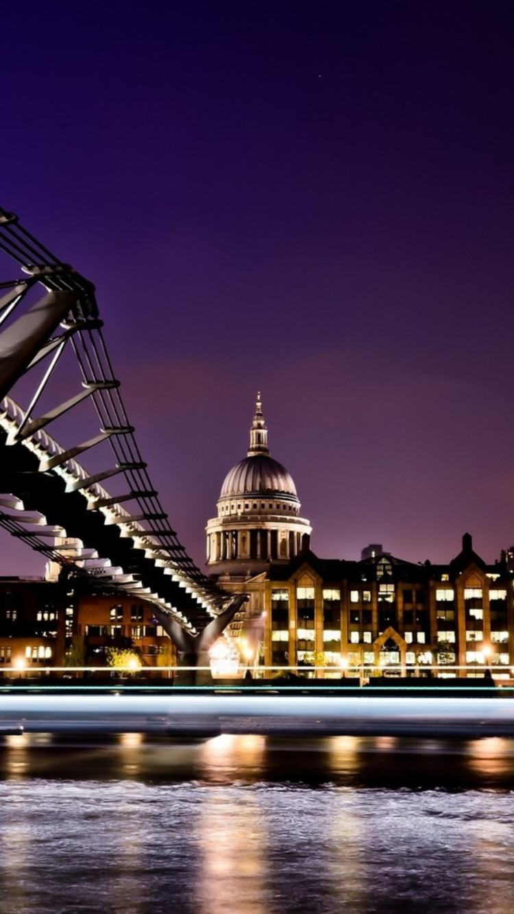 Обои мост тысячелетия, Собор Святого Павла, Мост Тысячелетия В Гейтсхеде, река темза, мост в разрешении 750x1334