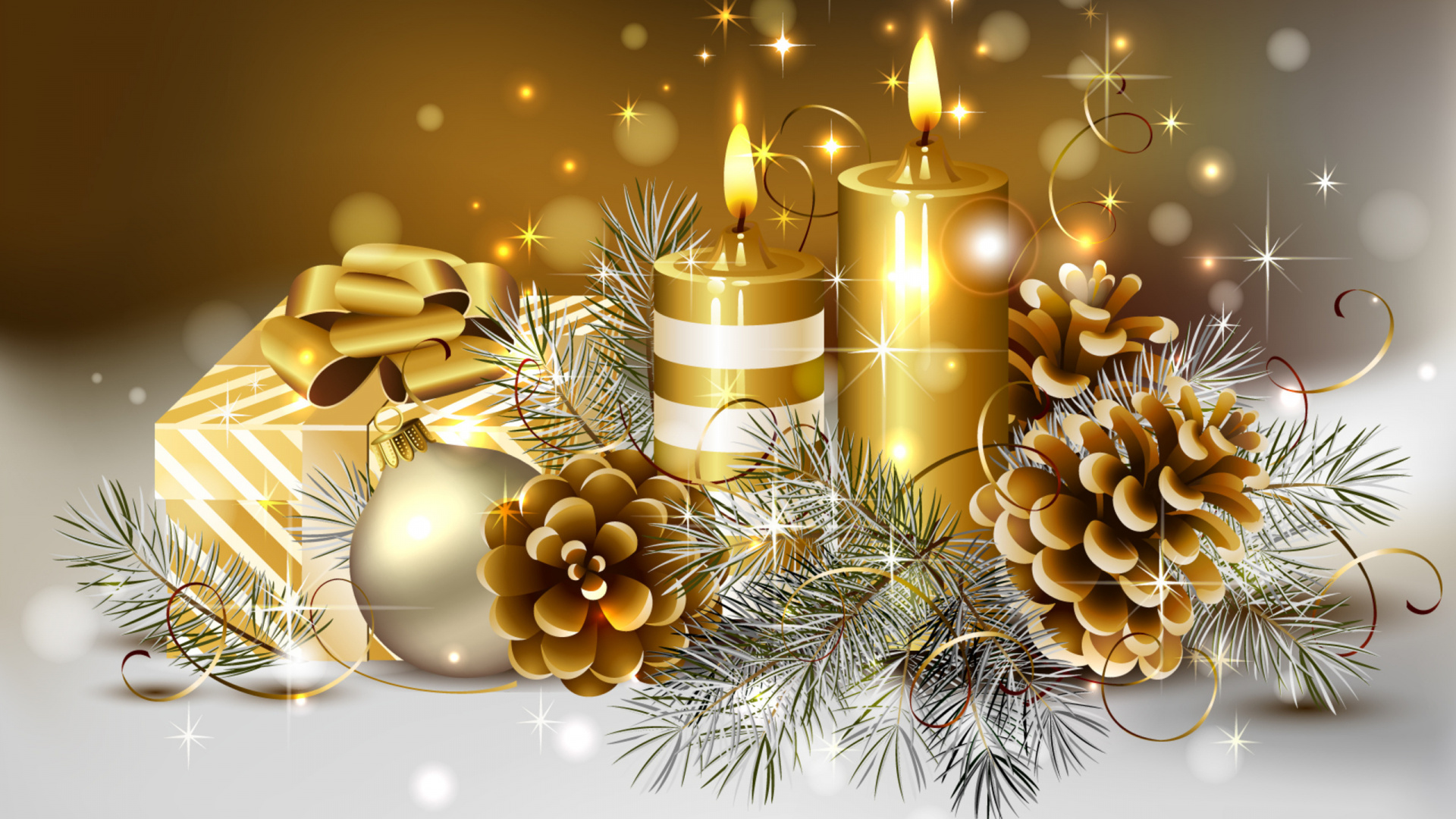 Обои Рождественский день, Рождественские украшения, Рождество, рождественский орнамент, пихта в разрешении 1920x1080