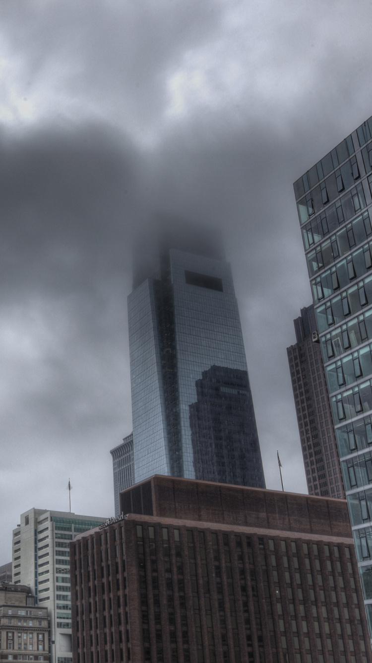 Обои небоскреб, облако, здание, серый цвет, башня в разрешении 750x1334