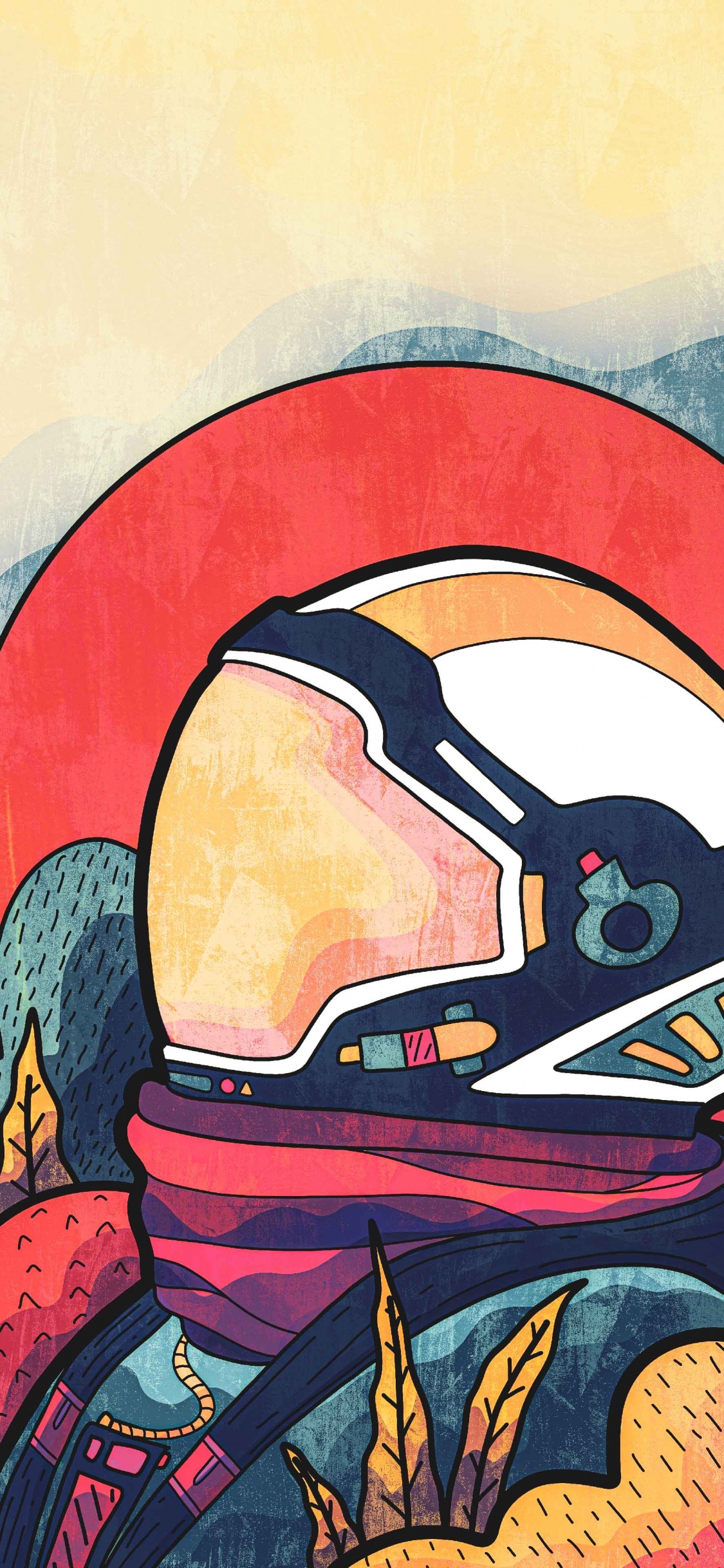 Обои космическое пространство, астронавт, космос, живопись, арт в разрешении 1125x2436