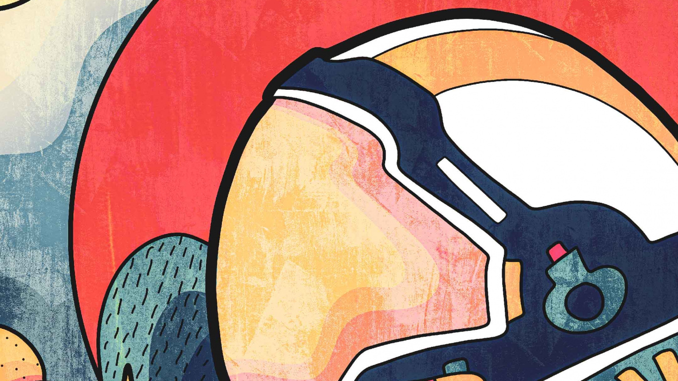 Обои космическое пространство, астронавт, космос, живопись, арт в разрешении 1366x768