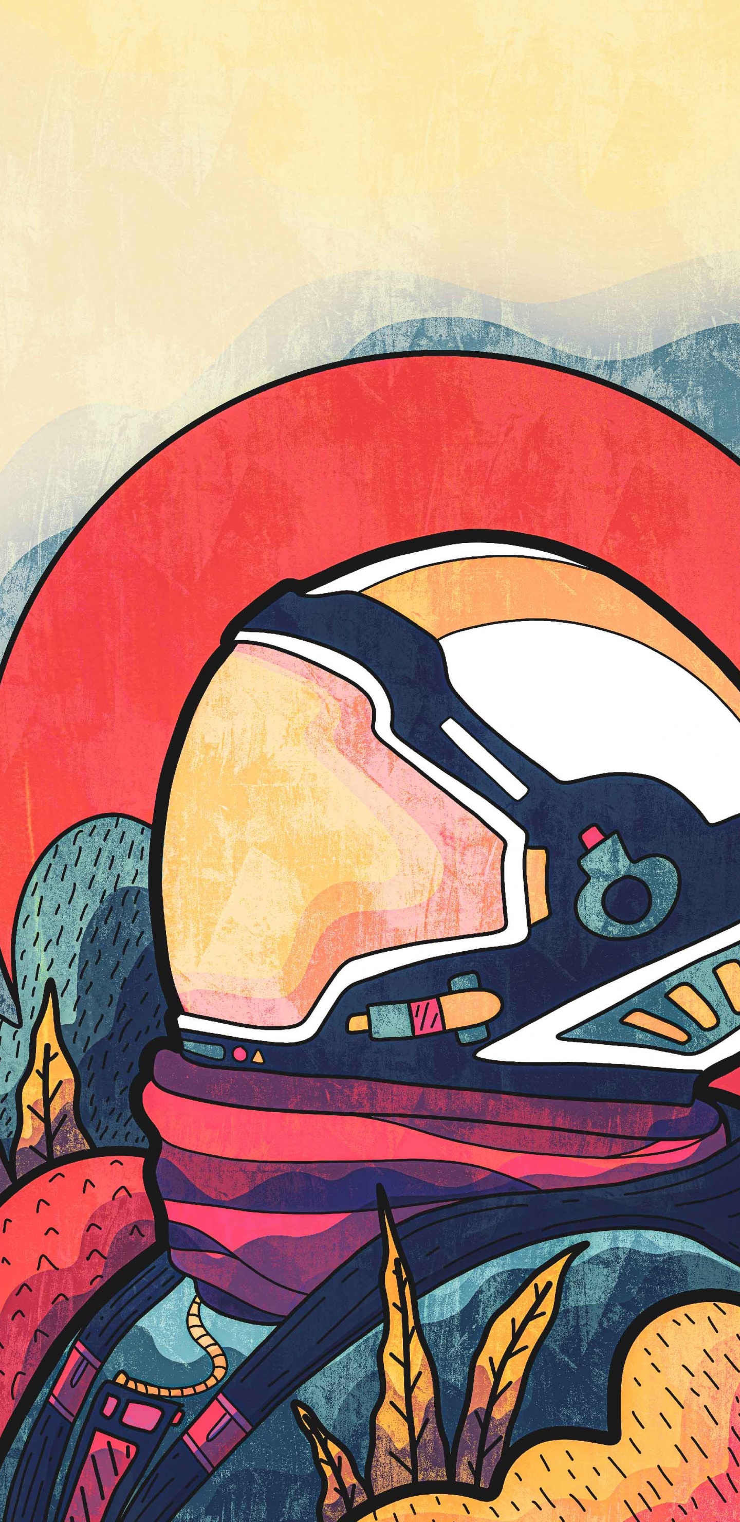 Обои космическое пространство, астронавт, космос, живопись, арт в разрешении 1440x2960