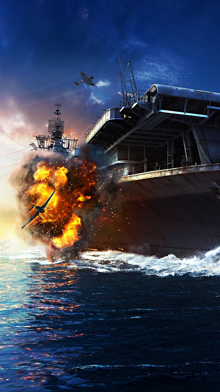 Обои мир боевых кораблей, нефтяная вышка, корабль, авианосец, судно в разрешении 750x1334
