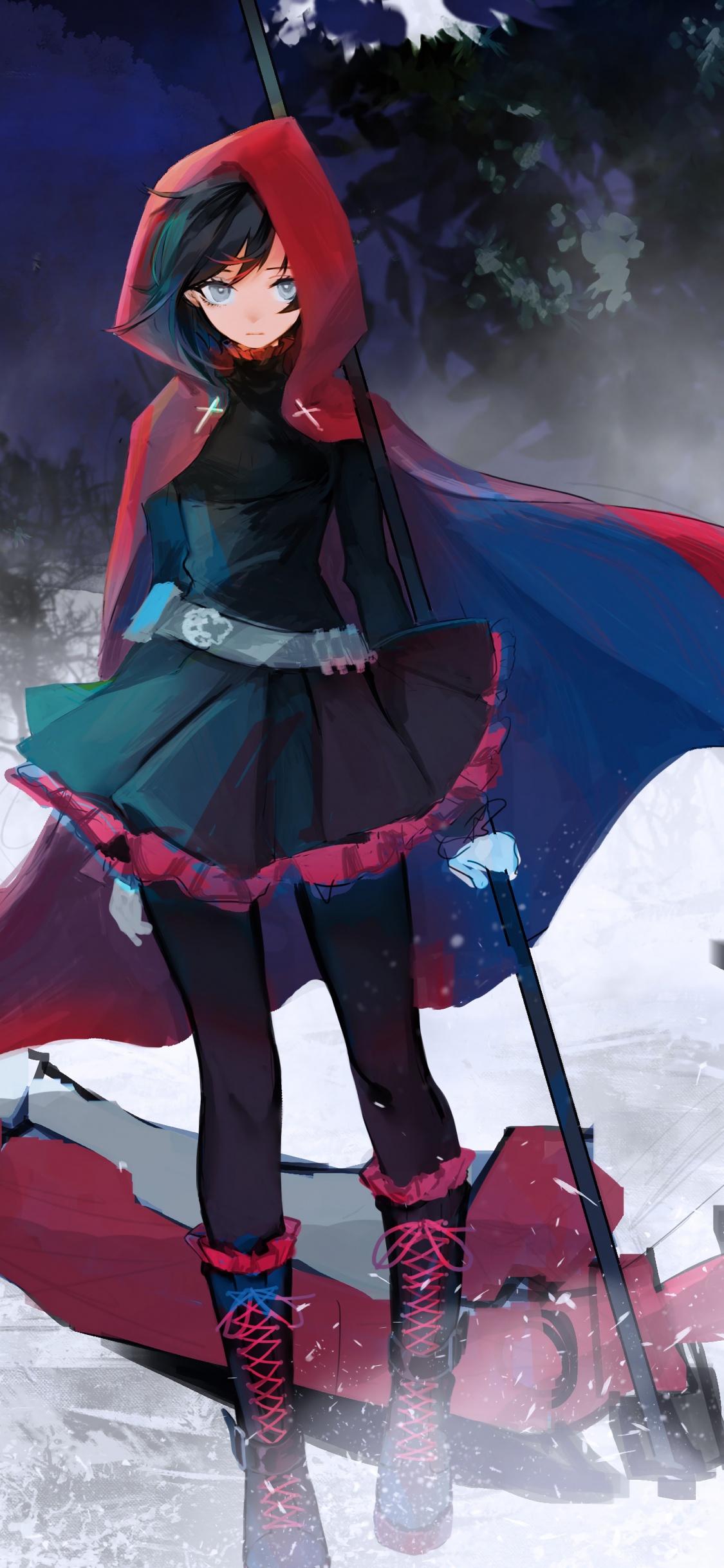 Обои Долго Ян Сяо, Блейк белладонна, Вайсс Шни, аниме, иллюстрация в разрешении 1125x2436