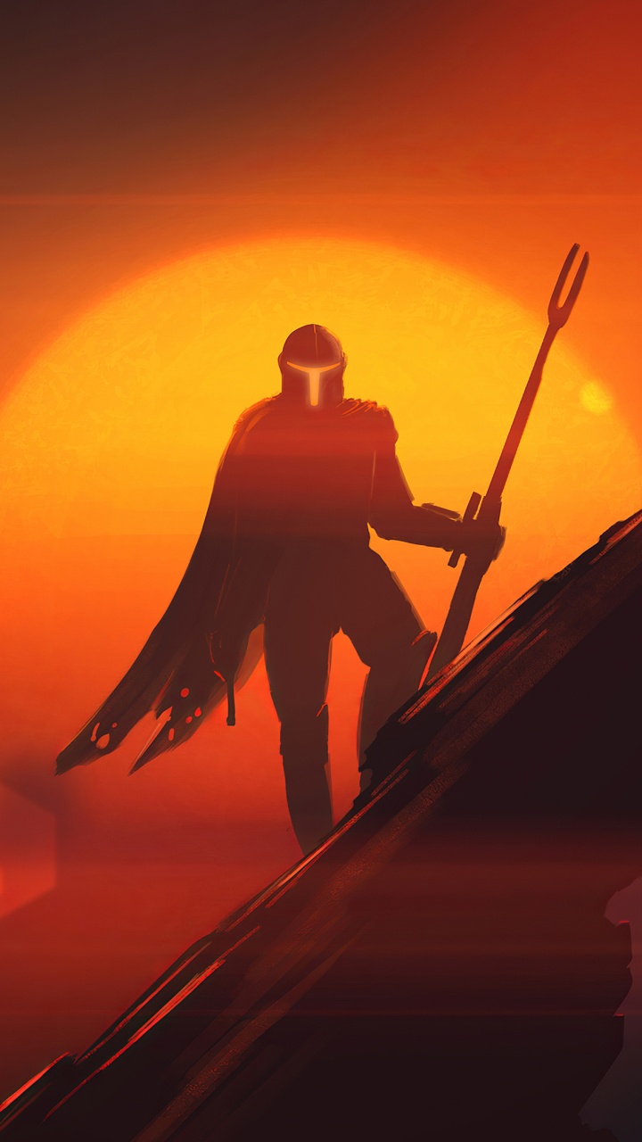 Обои звездные войны, иллюстрация, силуэт, восход солнца, арт в разрешении 720x1280