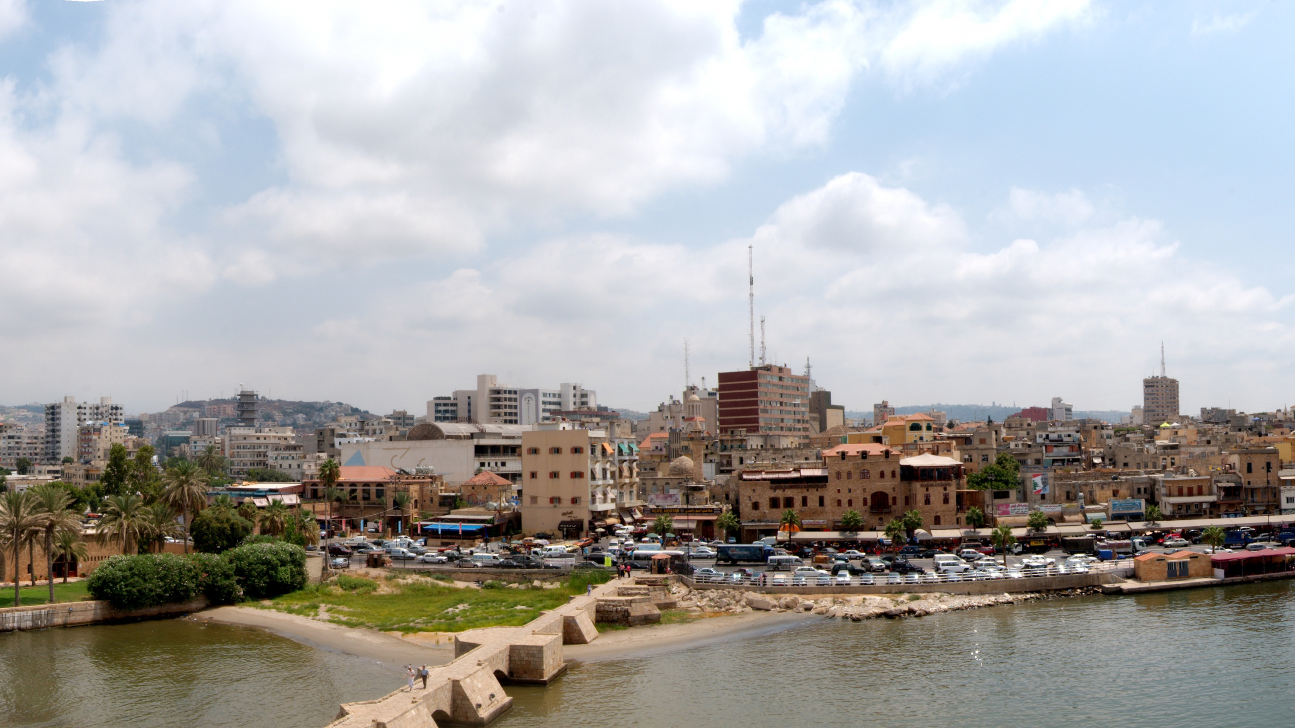 Обои Сидон, Финикия, город, линия горизонта, водный путь в разрешении 2560x1440