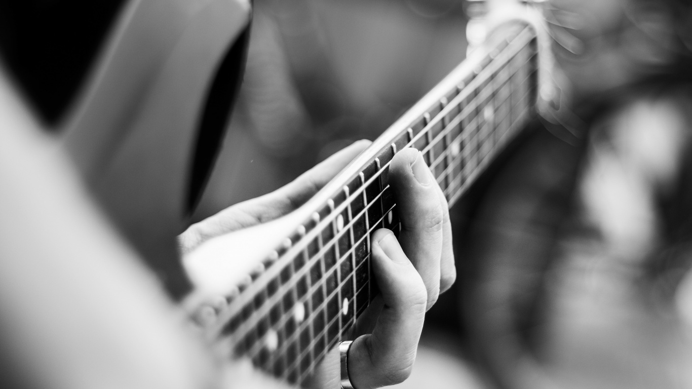 Обои гитара, электрогитара, акустическая гитара, басгитара, струнный инструмент в разрешении 1366x768