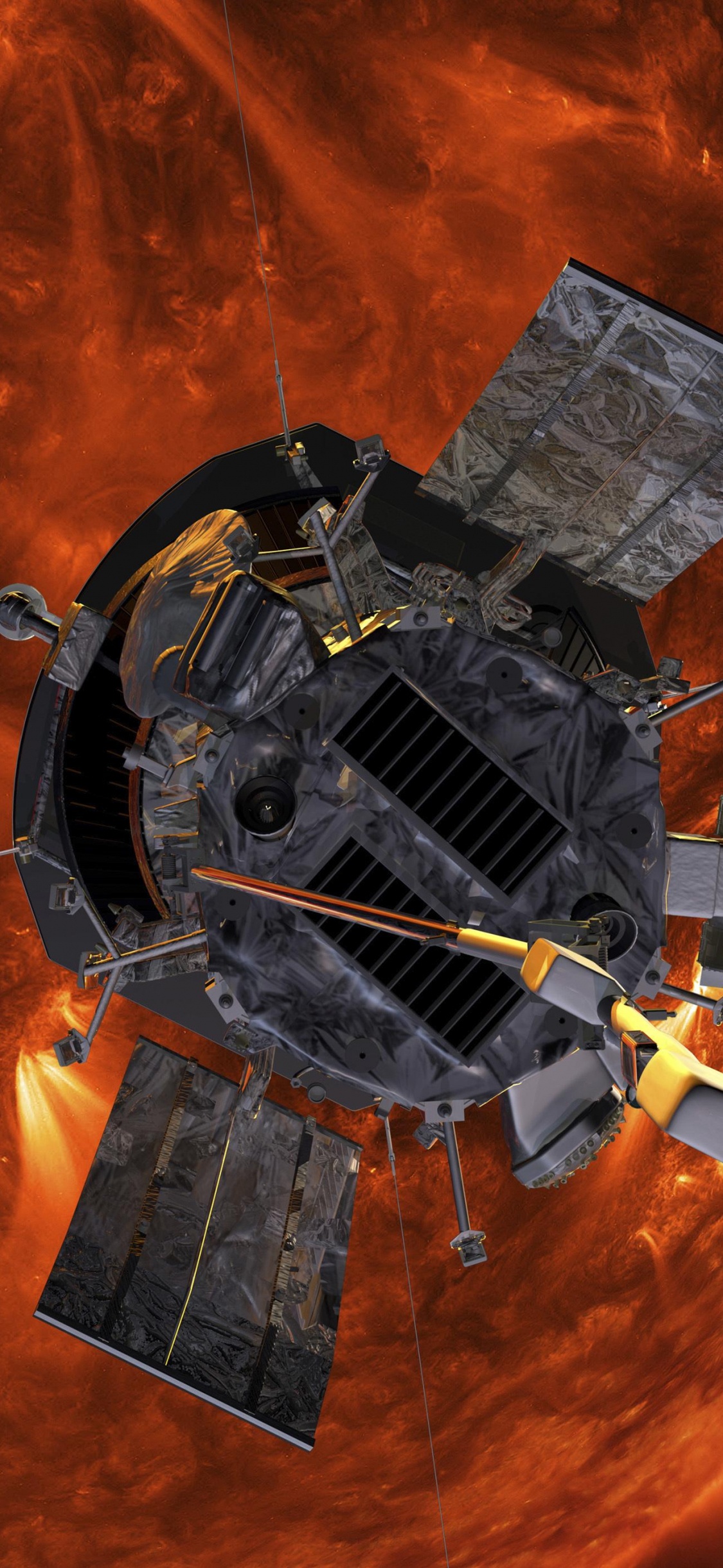 Обои Паркер Солнечный Зонд, НАСА, космический аппарат, солнце, космос в разрешении 1125x2436