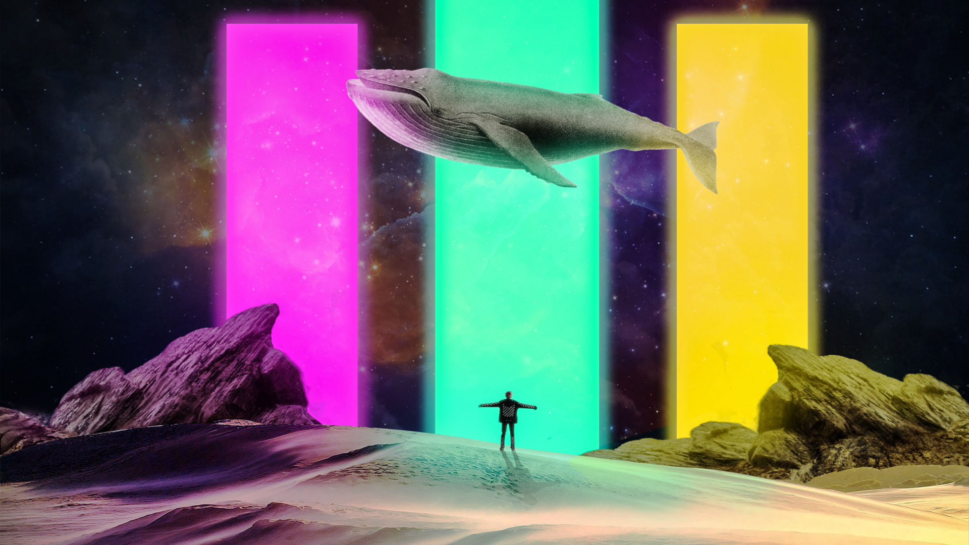 Обои арт, свет, пурпур, иллюстрация, пресноводный аквариум в разрешении 1920x1080