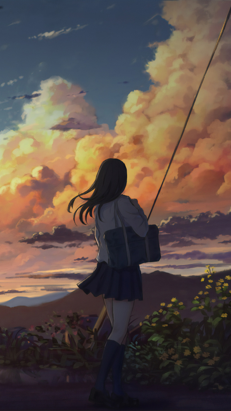 Обои театральные декорации, аниме, пейзаж, живопись, арт в разрешении 750x1334