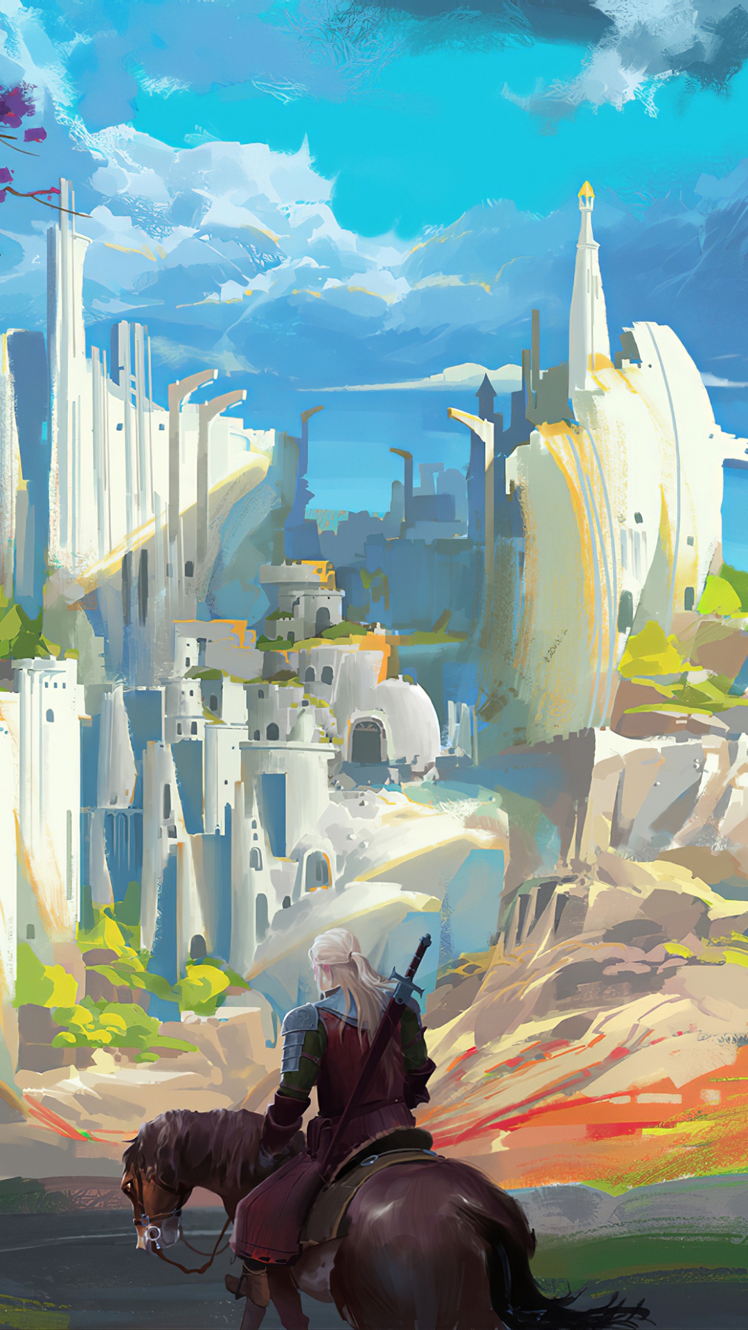 Обои акварельная живопись, мир, город, визуальное искусство, фреска в разрешении 1080x1920