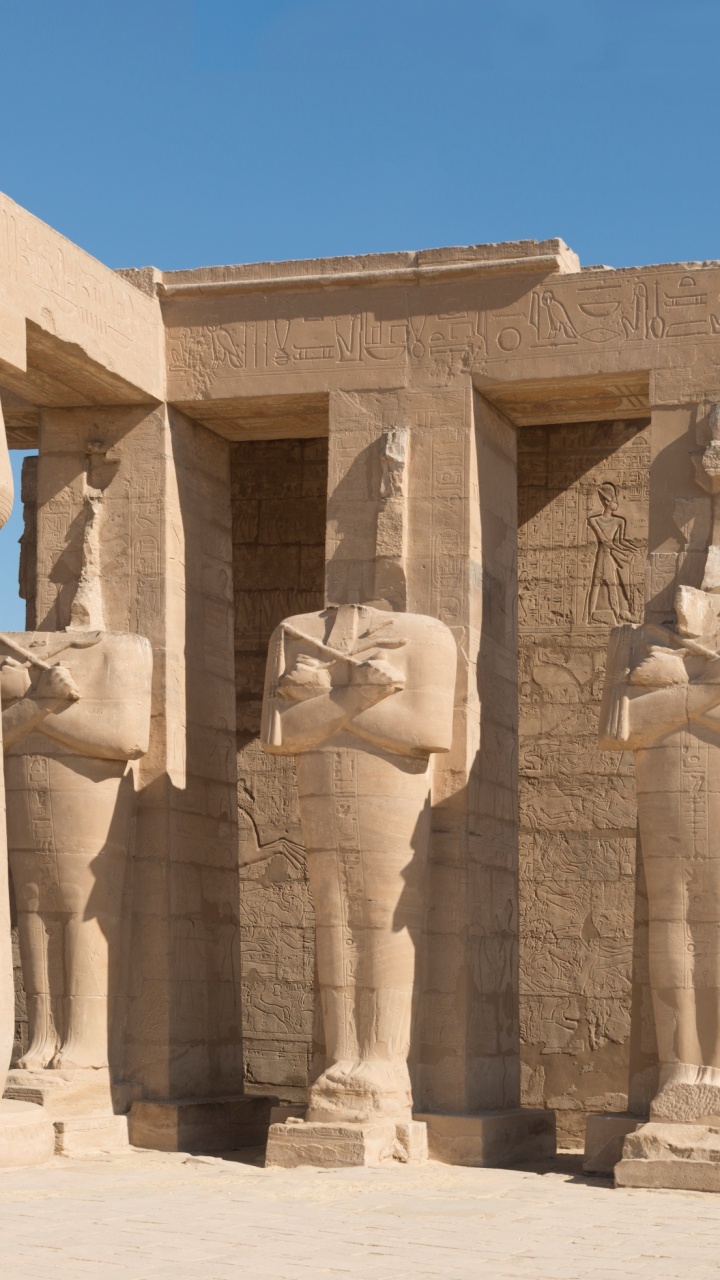 Обои Рамессеум, Нил, погребальный храм, древняя история, египетский храм в разрешении 720x1280