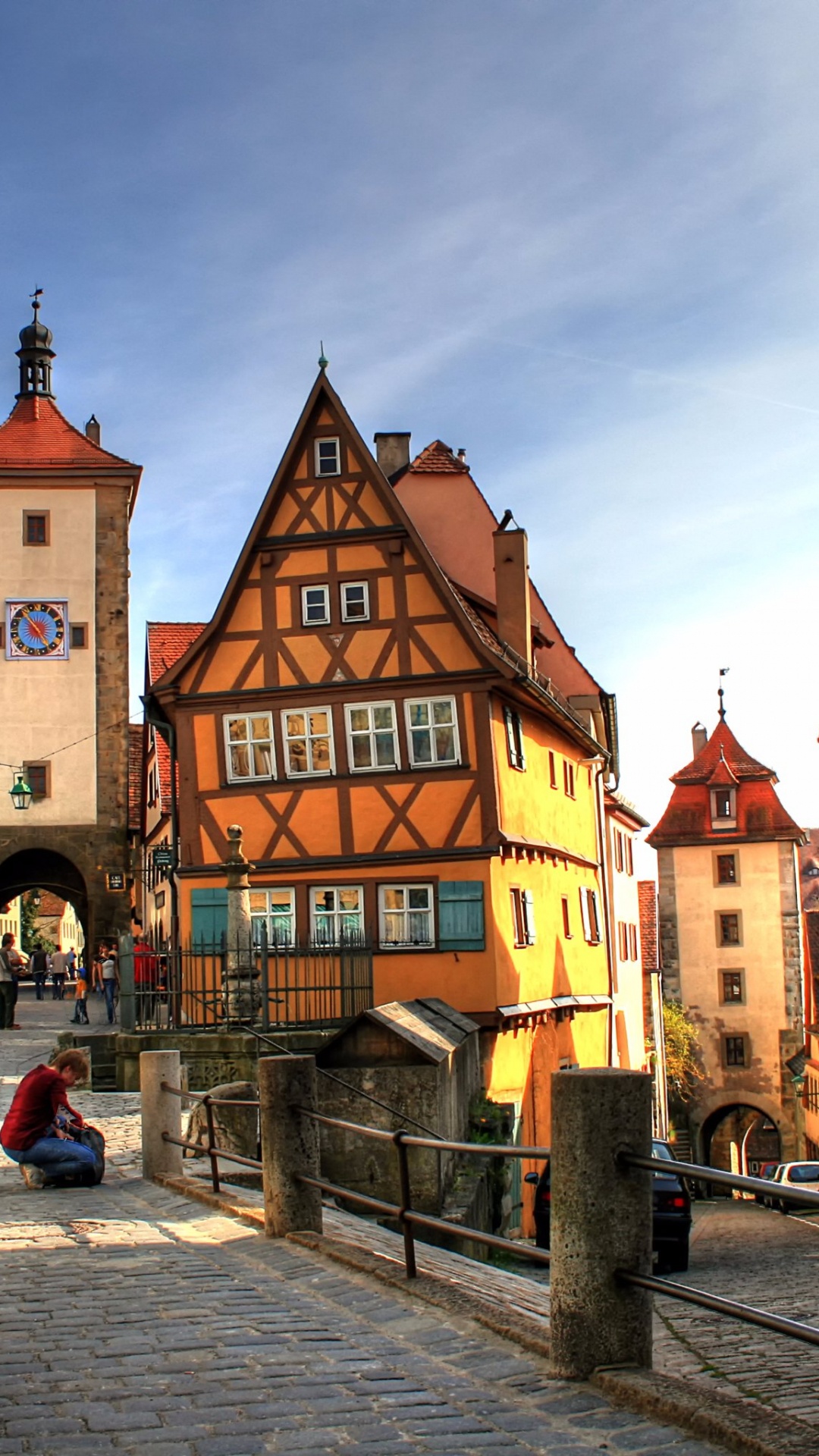 Обои Таубер, Романтическая Дорога, Ротенбург-об-дер-Таубер, городок, город в разрешении 1080x1920