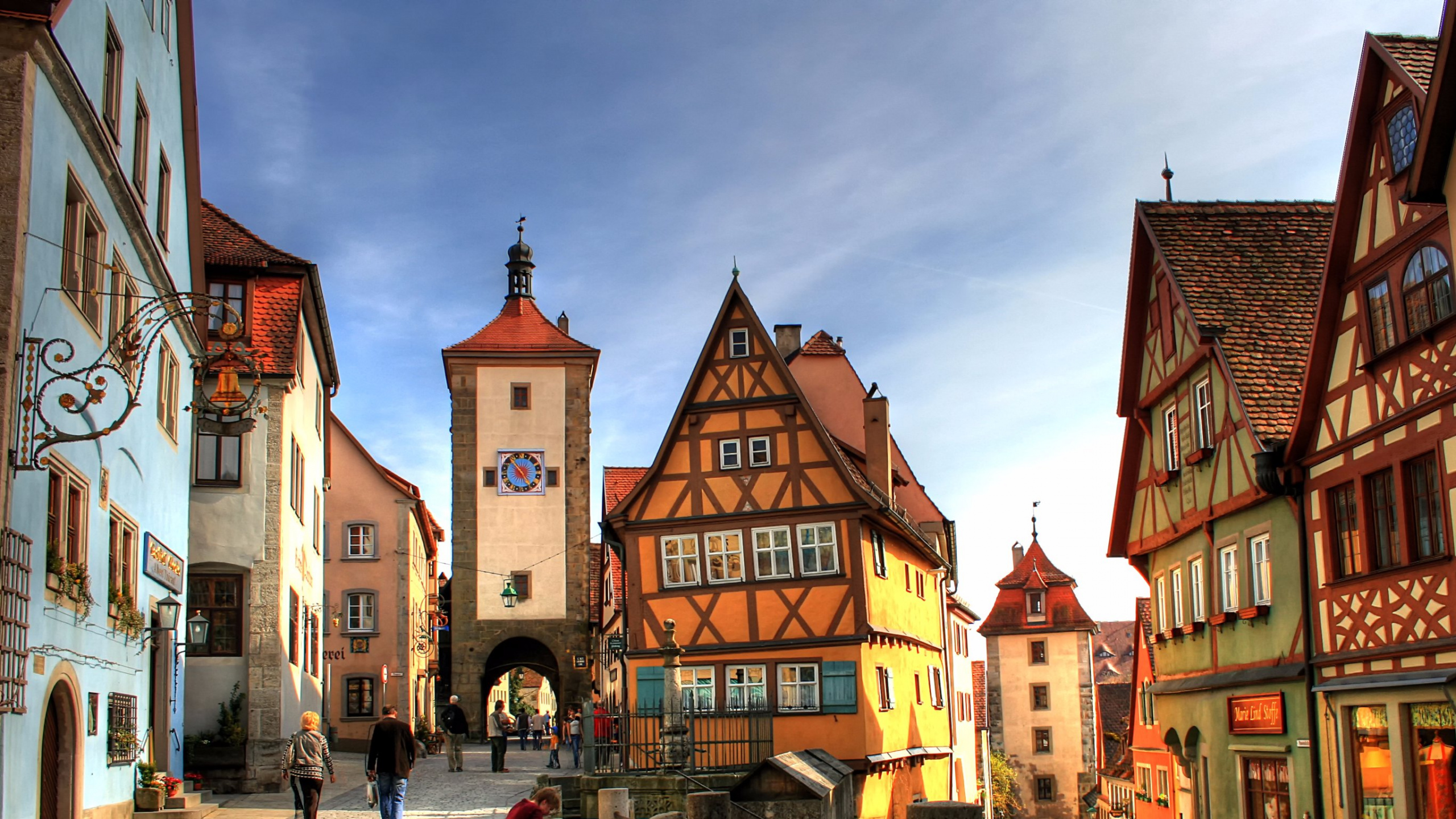 Обои Таубер, Романтическая Дорога, Ротенбург-об-дер-Таубер, городок, город в разрешении 2560x1440