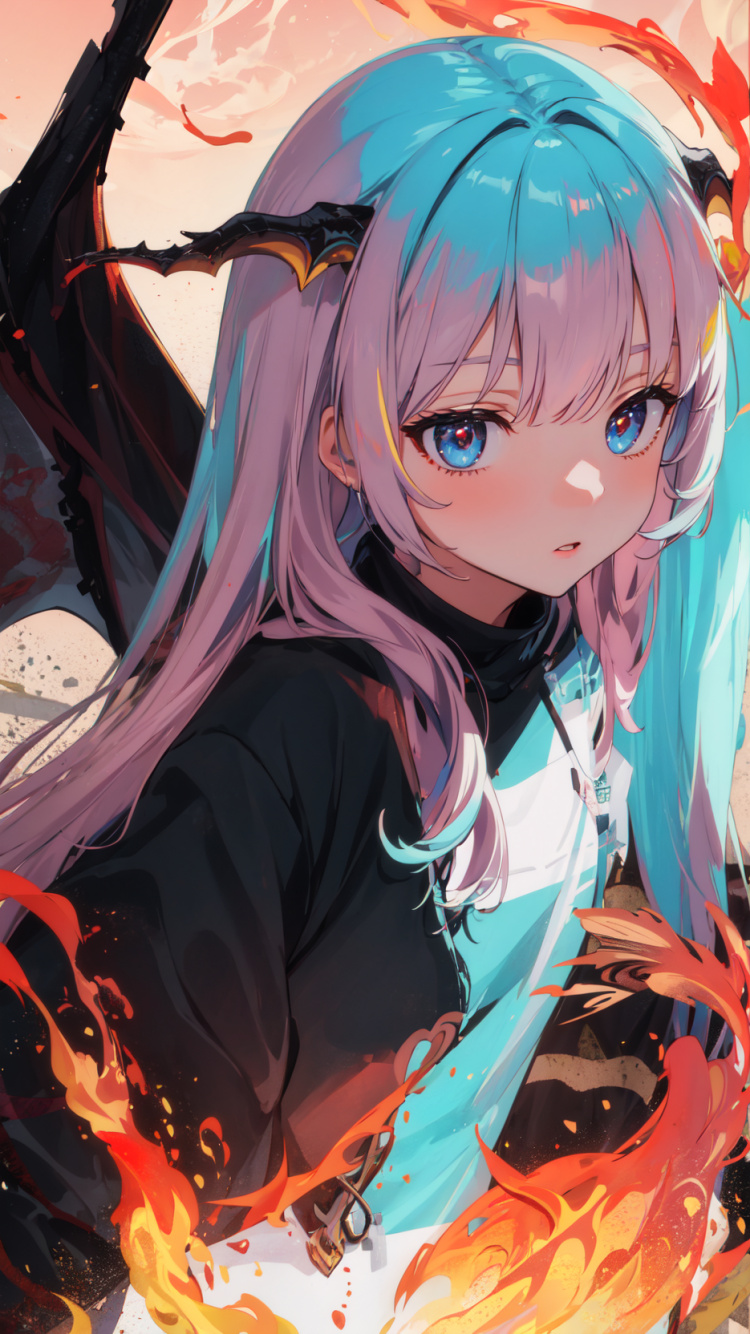 Обои мультик, мультфильм, иллюстрация, рукав, волосы в разрешении 750x1334