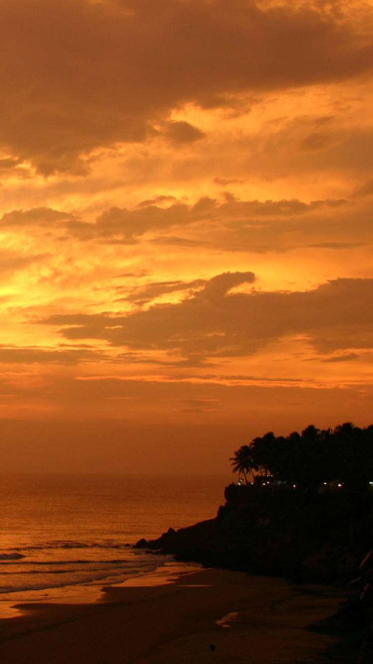 Обои закат, море, послесвечение, горизонт, восход солнца в разрешении 750x1334