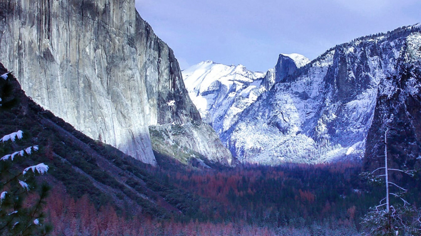 Обои йосемитский национальный парк, макбук Эйр, яблоко, природа, горный рельеф в разрешении 1366x768